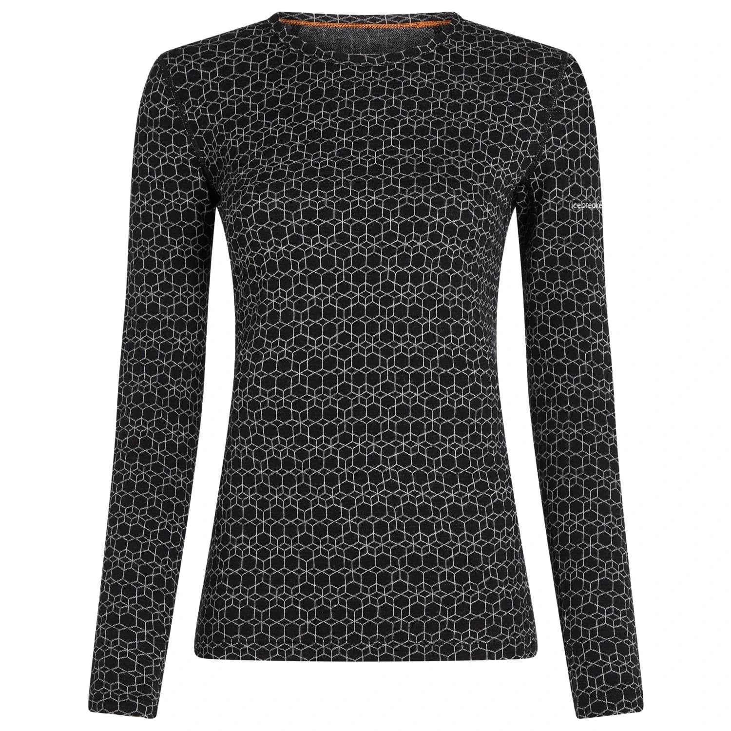 Дамско мериносово термобельо Icebreaker Women's Merino 260 Oasis L/S Crewe Alpine Geo Merino base layer - Black / Snow / J