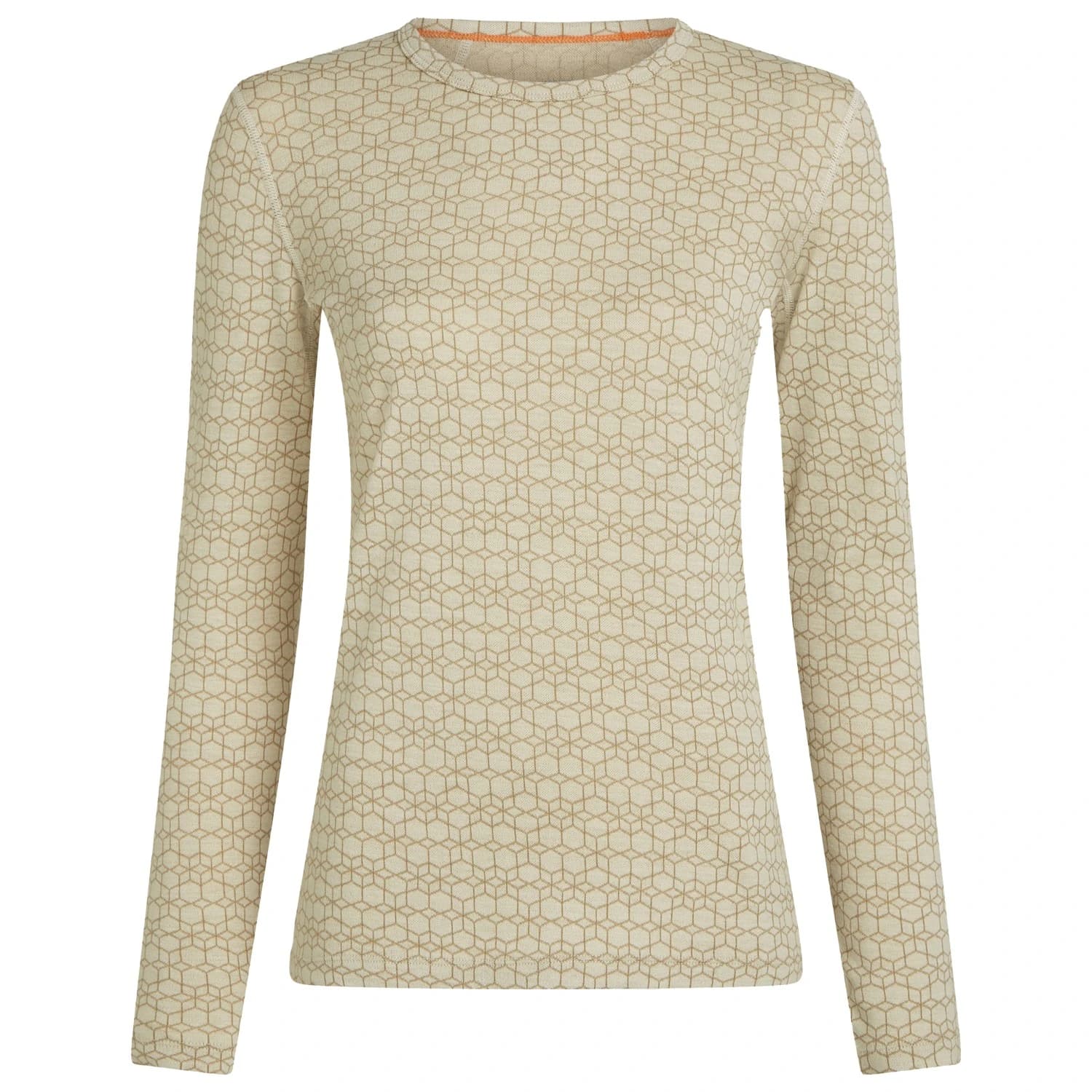 Дамско мериносово термобельо Icebreaker Women's Merino 260 Oasis L/S Crewe Alpine Geo Merino base layer - Undyed / Cumin / J