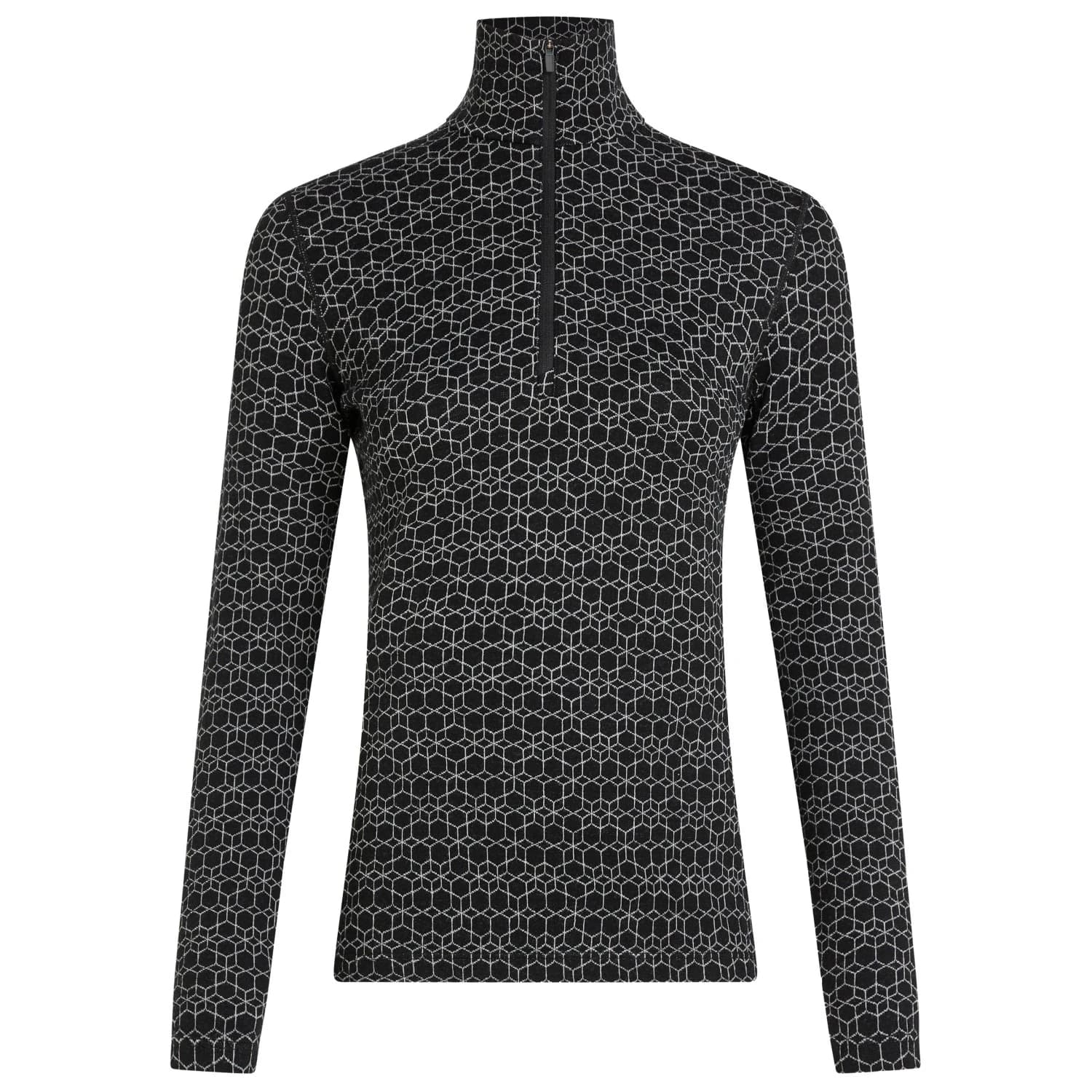 Мериносово термобельо Icebreaker Women's Merino 260 Oasis L/S Half Zip Alpine Geo Merino base layer - Black / Snow / J