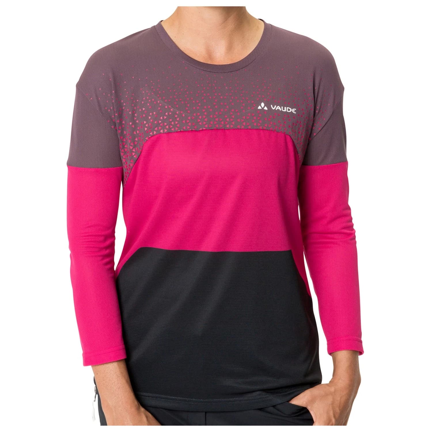 Дамска фланелка с къс ръкав за колоездене Vaude Women's Moab L/S T-Shirt V Sport shirt - Black