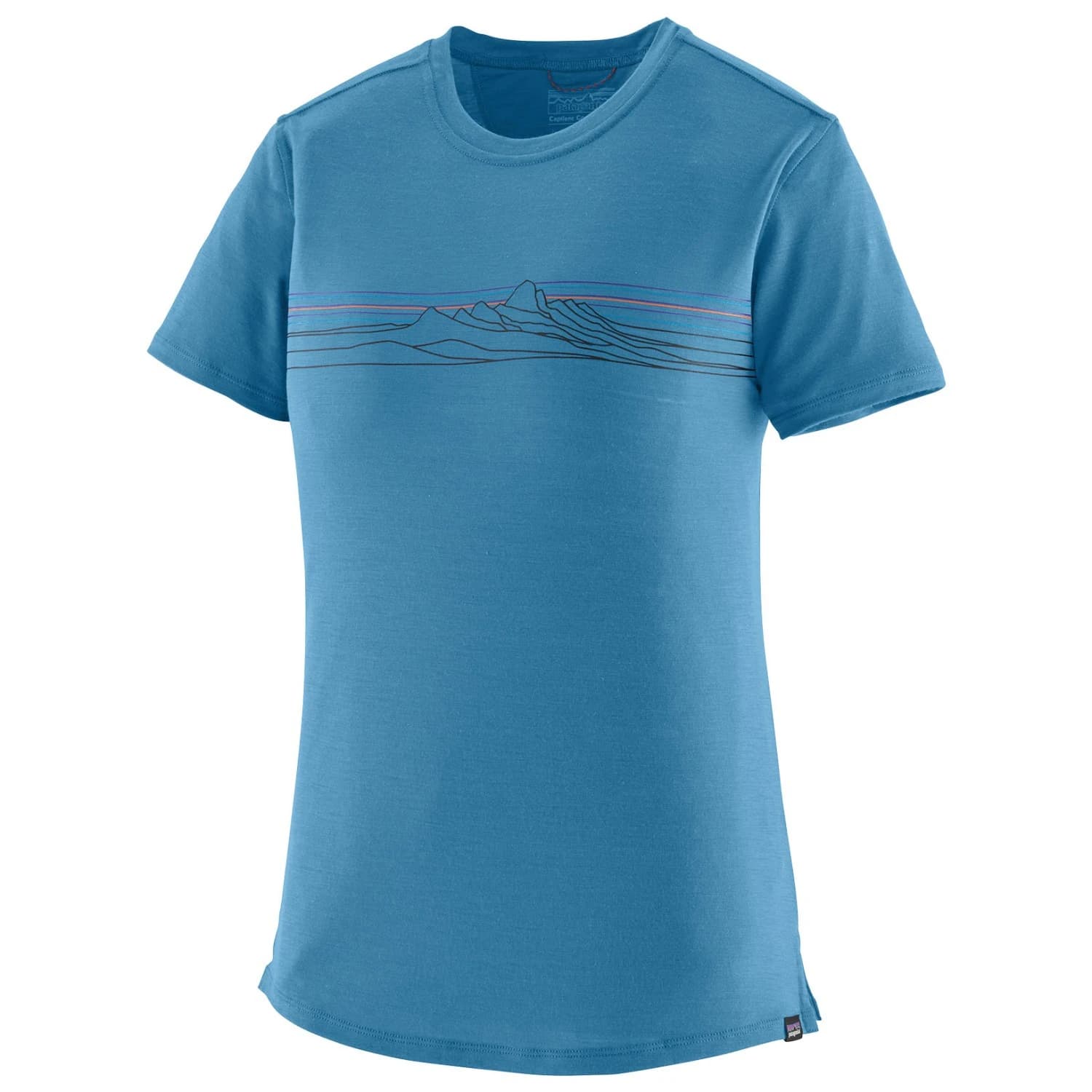 Дамска мериносова блуза Patagonia Women's Cap Cool Merino Graphic Shirt Merino shirt - Strata Stripe: Shore Blue