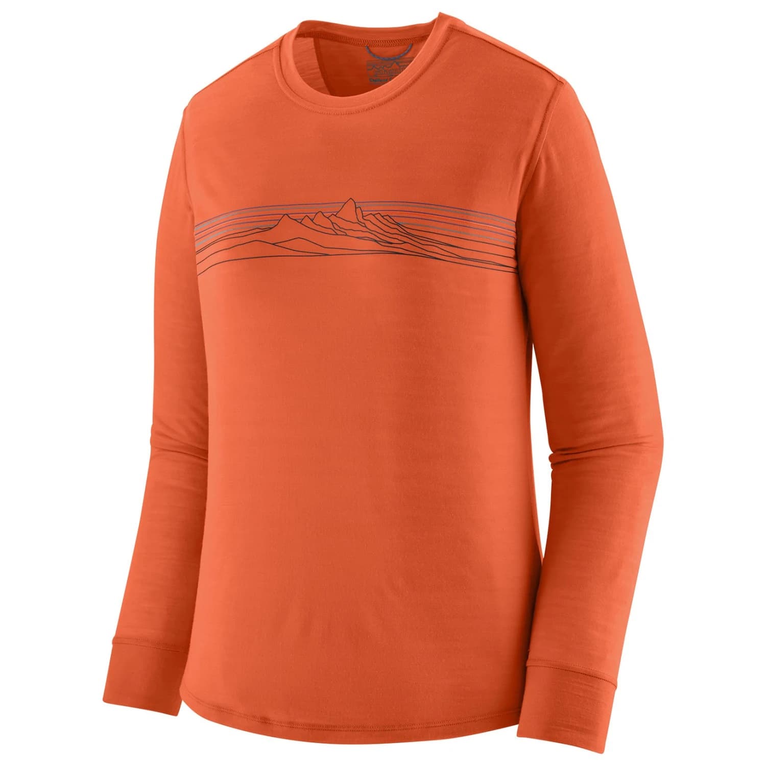 Дамска мериносова блуза Patagonia Women's L/S Cap Cool Merino Graphic Shirt Merino shirt - Strata Stripe: Coal Orange