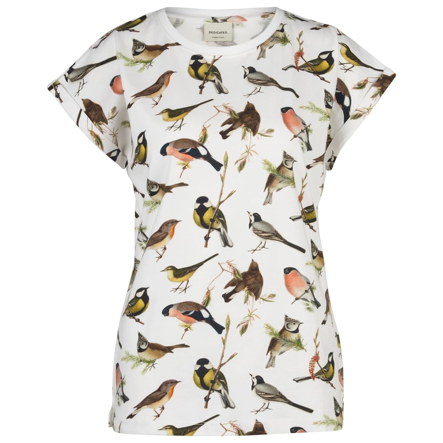 Дамска тениска DEDICATED Women's T-Shirt Visby Autumn Birds T-shirt - Off White