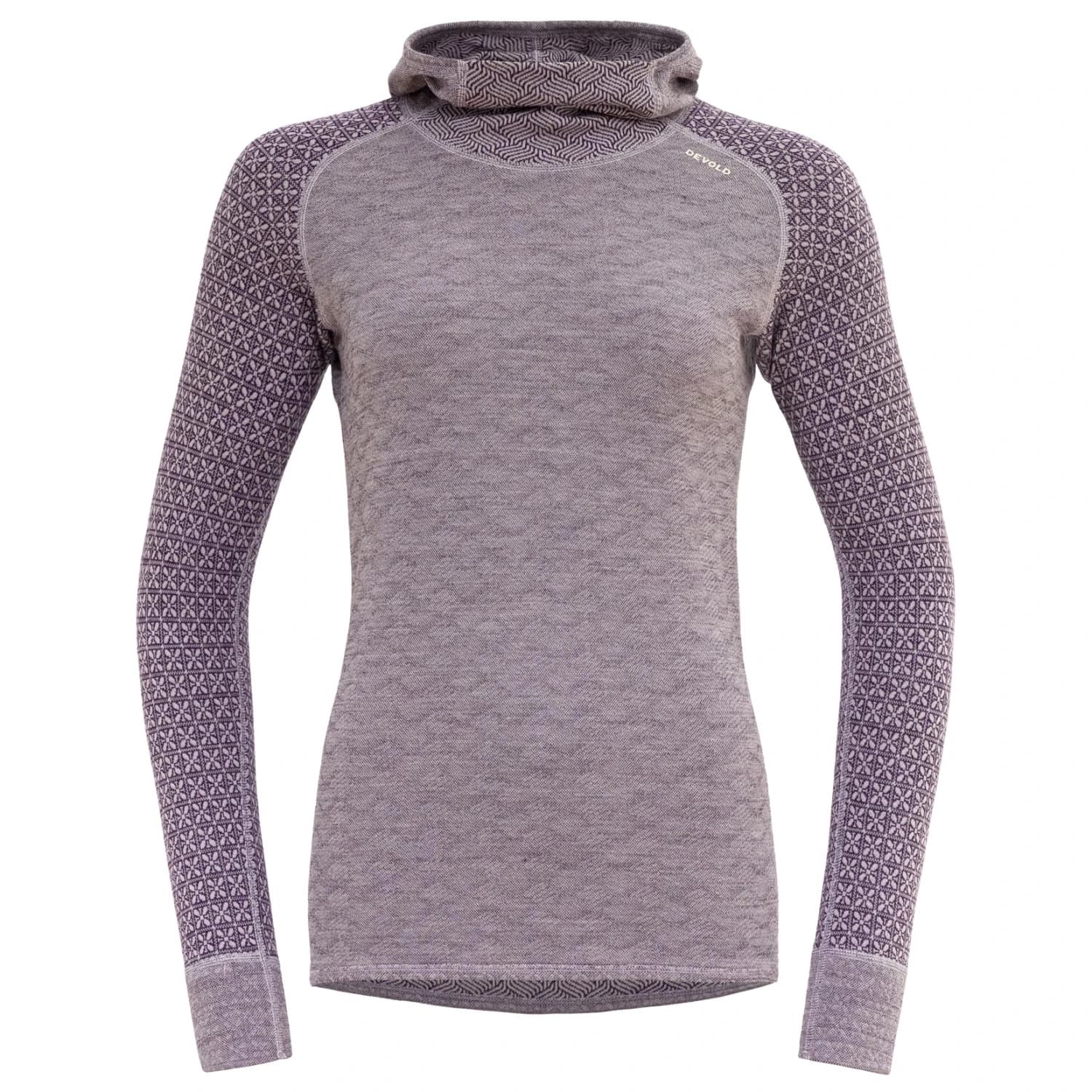 Дамска мериносова блуза Devold Women's Kvitegga Hoodie Merino shirt - Orchid