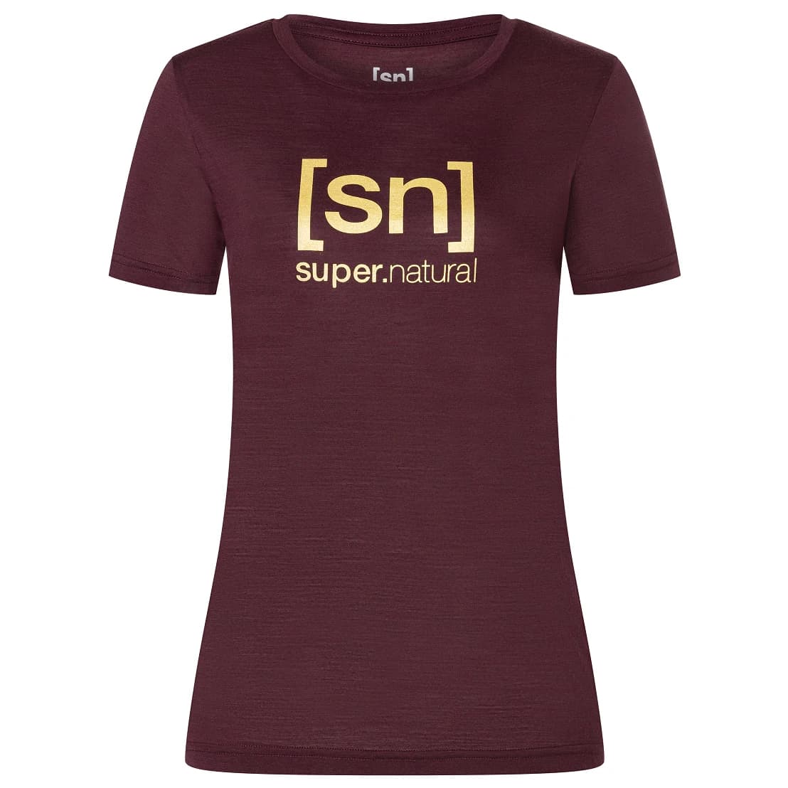 Дамска мериносова блуза super.natural Women's The Essential Logo Tee Merino shirt - Wine Tasting / Gold