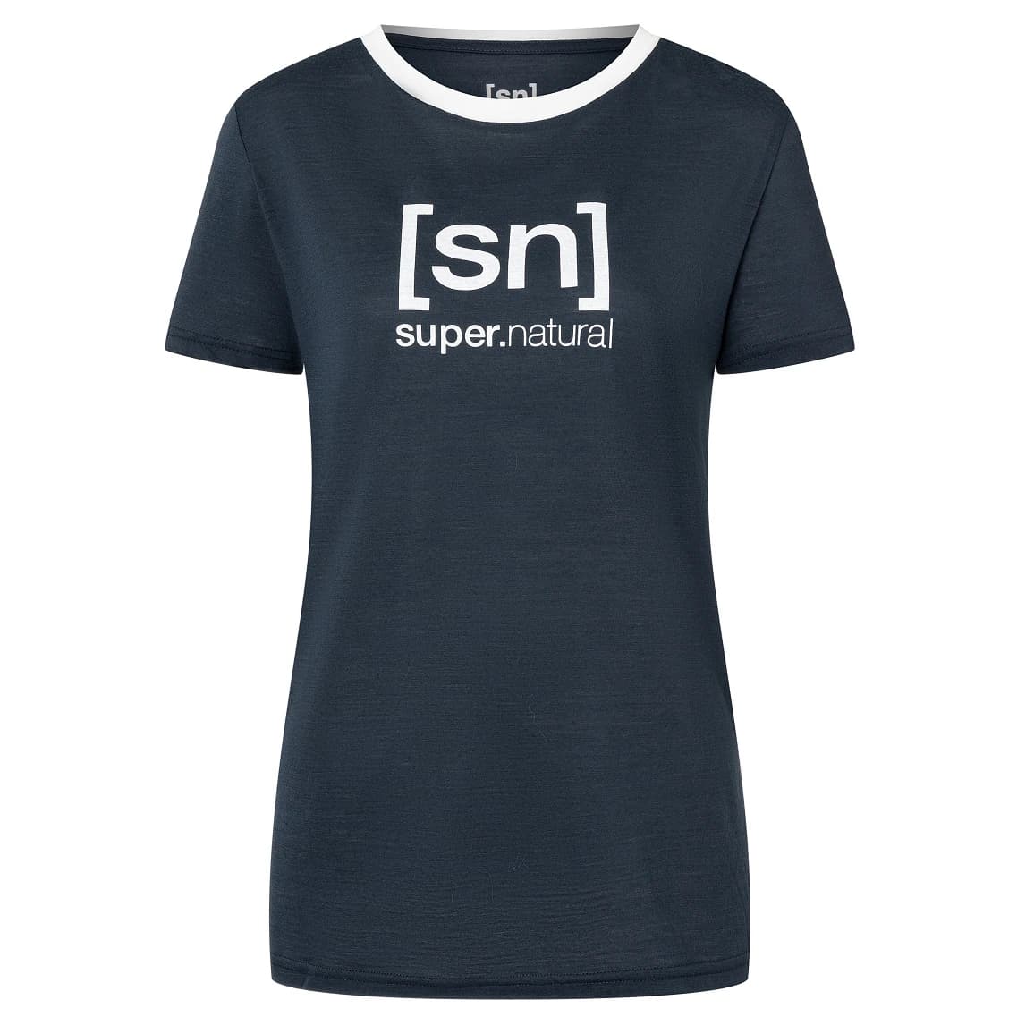 Дамска мериносова блуза super.natural Women's The Essential Logo Tee Merino shirt - Blueberry / Fresh White