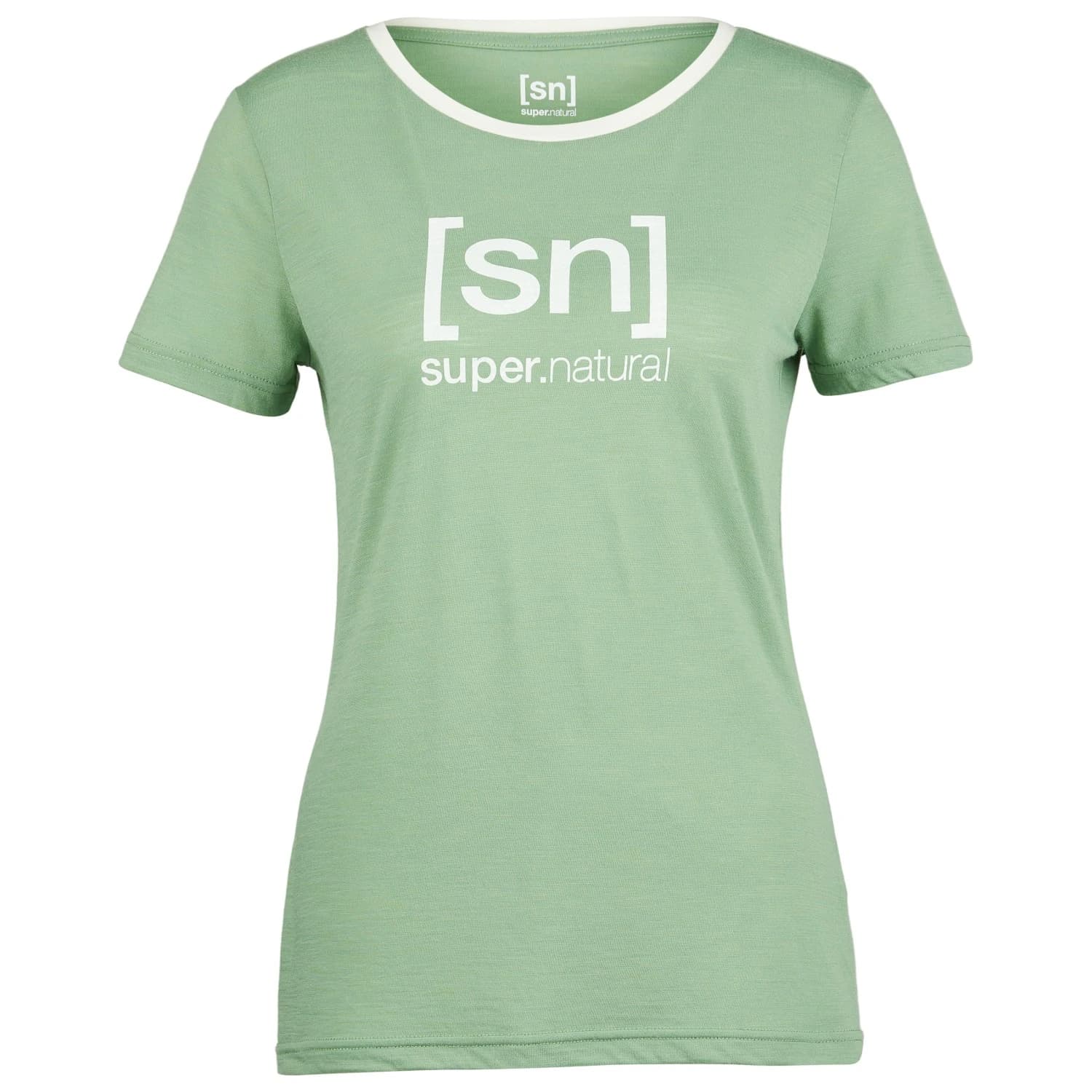 Дамска мериносова блуза super.natural Women's The Essential Logo Tee Merino shirt - Loden Frost / Fresh White