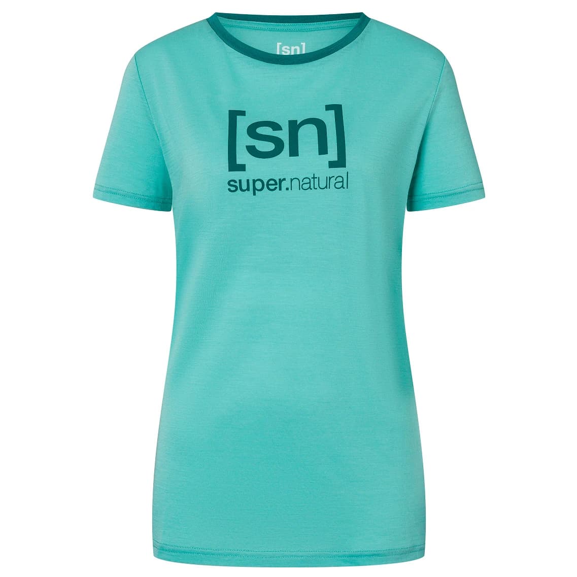 Дамска мериносова блуза super.natural Women's The Essential Logo Tee Merino shirt - Wasabi / Deep Jungle