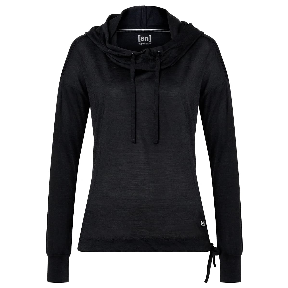 Дамски вълнен пуловер super.natural Women's Funnel Hoody - Jet Black