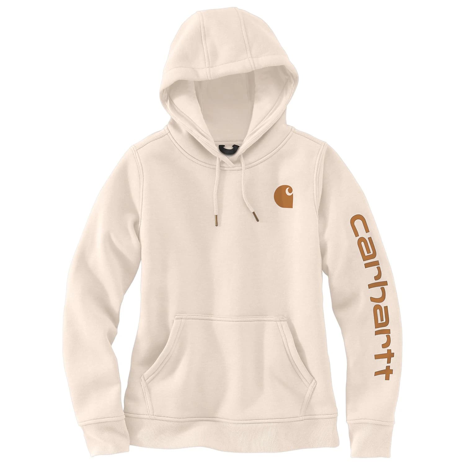 Дамски суичър Carhartt Women's Clarksburg Logo Sleeve Sweatshirt Hoodie - Malt / Carhartt Brown