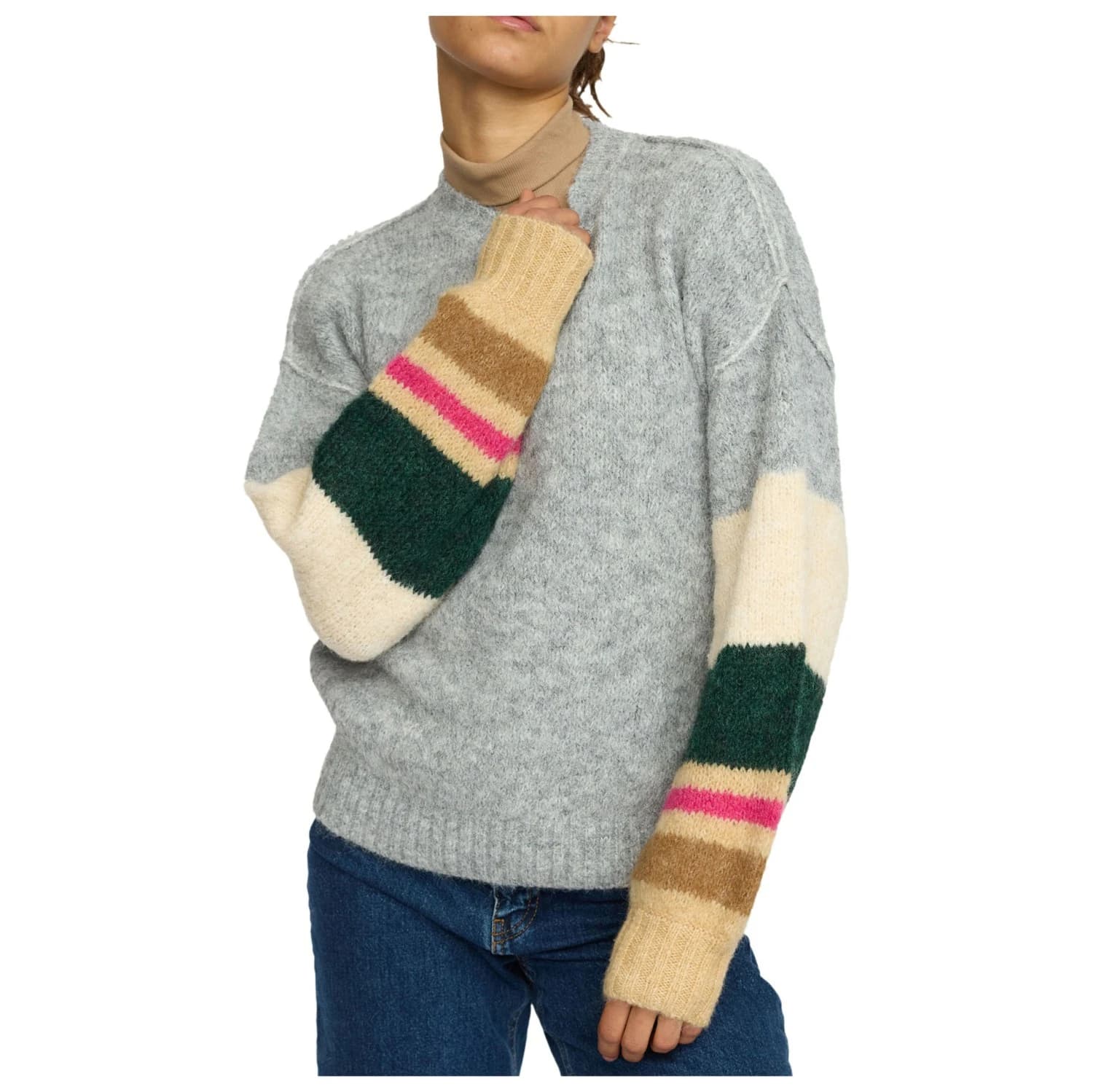Дамски пуловер Selfhood Women's Striped Mohair Sweater Jumper - Grey