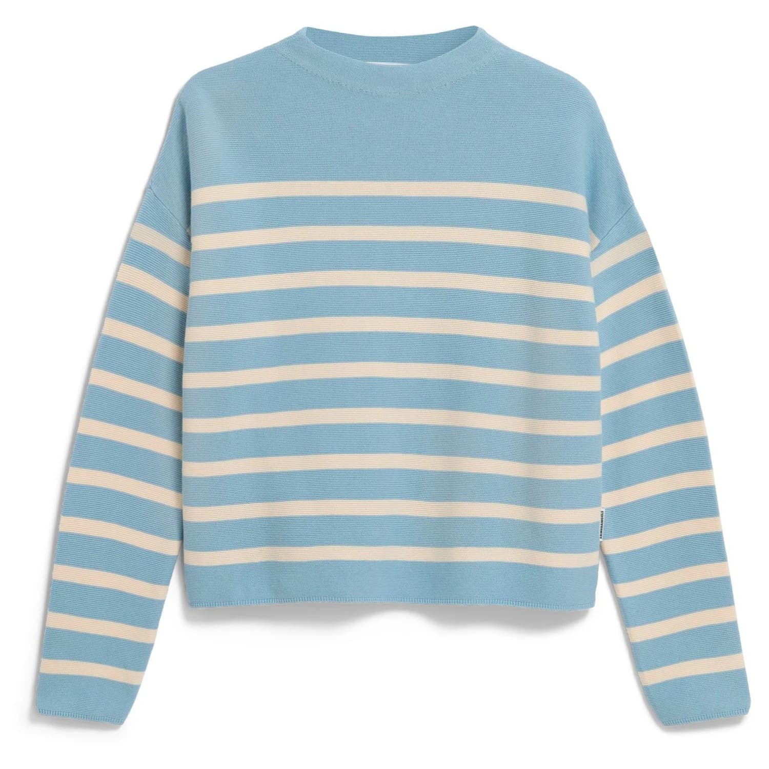 Дамски пуловер ARMEDANGELS Women's Merinaa Stripes Knit Sweater Jumper - Blue Glow / Oatmilk