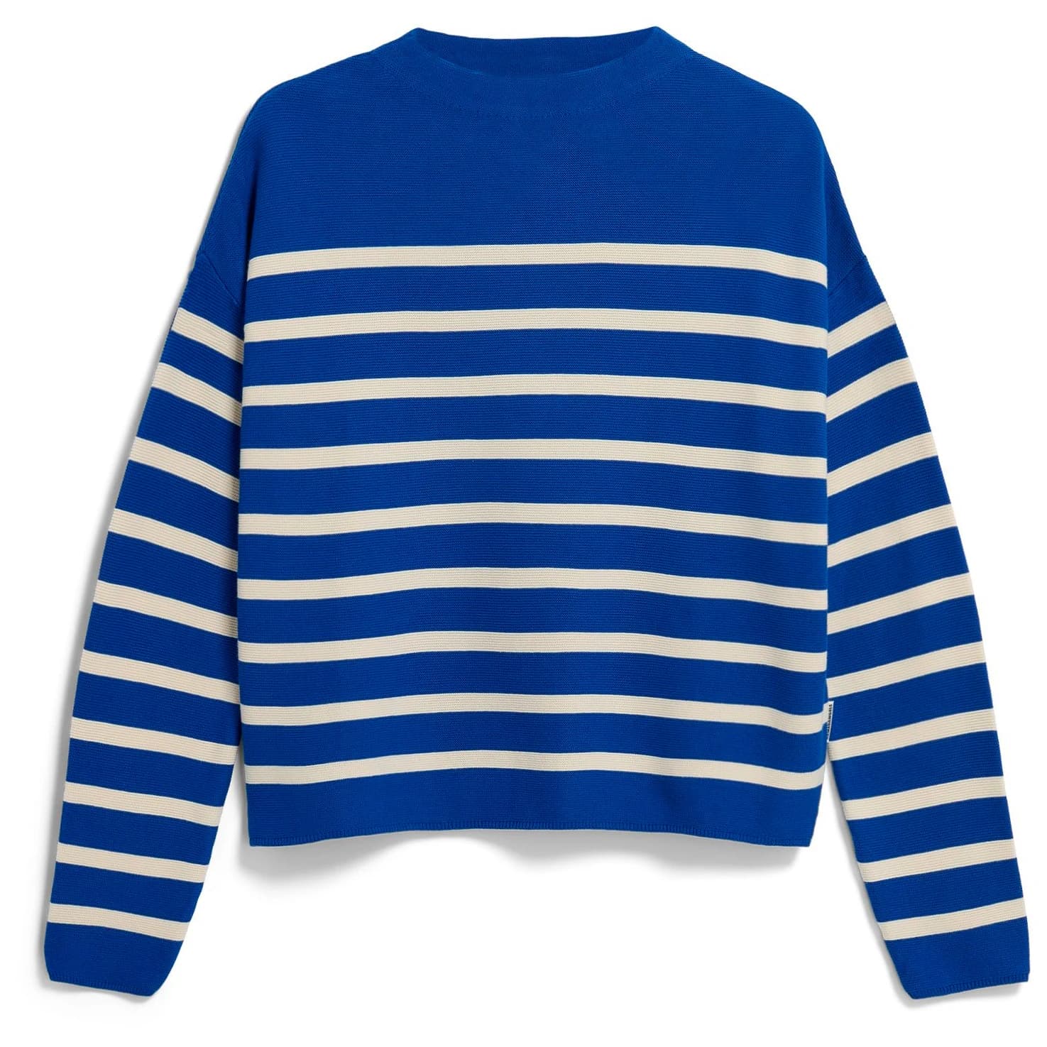 Дамски пуловер ARMEDANGELS Women's Merinaa Stripes Knit Sweater Jumper - Dynamo Blue / Oatmilk