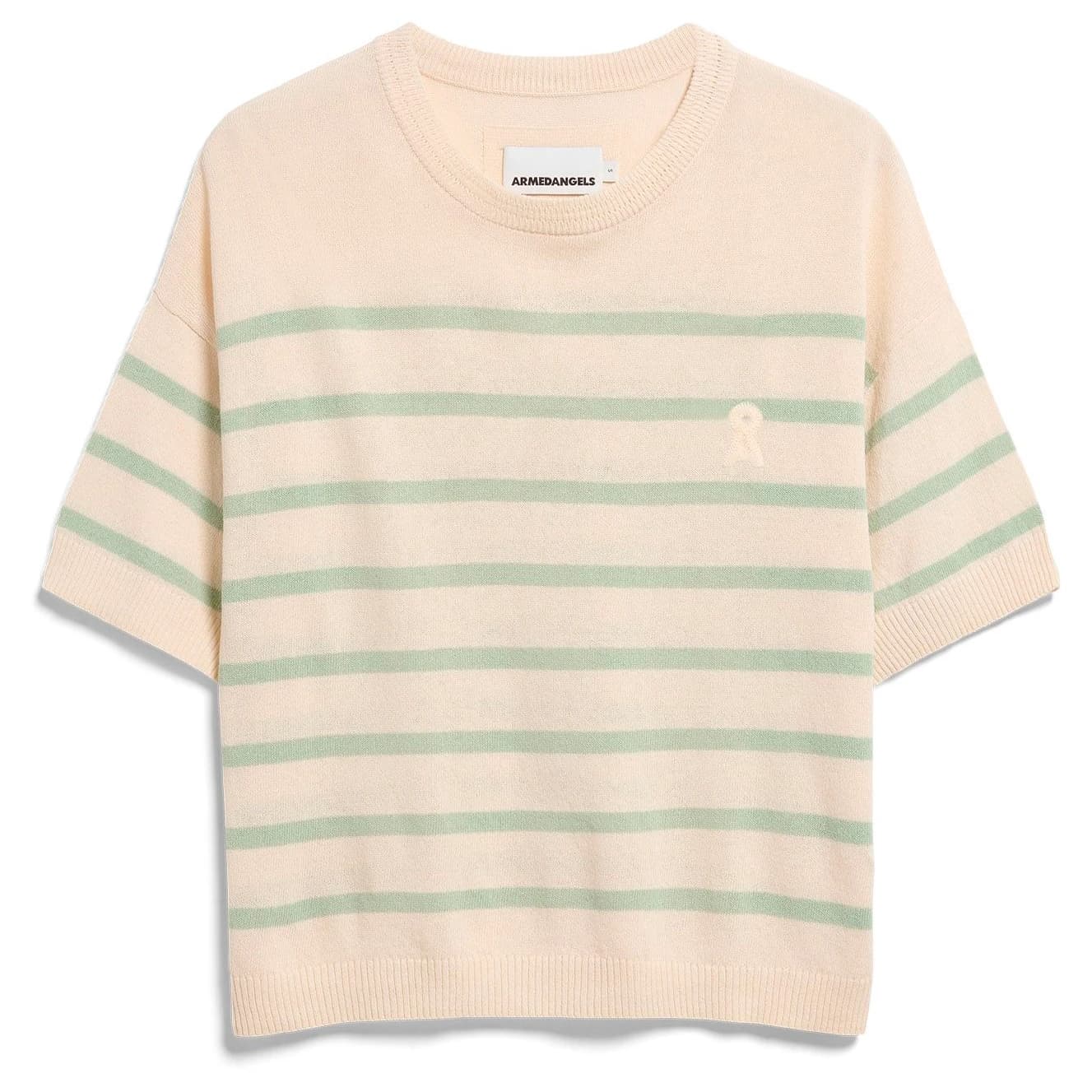 Дамски пуловер ARMEDANGELS Women's Stripe Linen Blend Sweater Jumper - Undyed / Foam