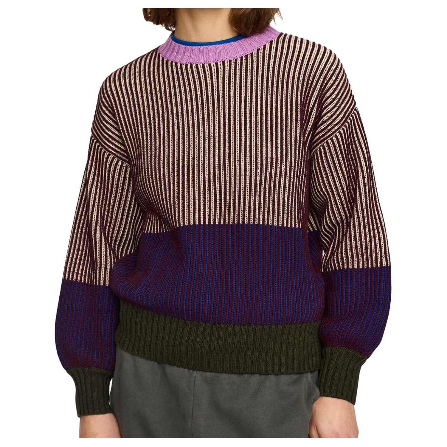 Пуловер Selfhood Women's Rib Block Knit Jumper - Burgundy