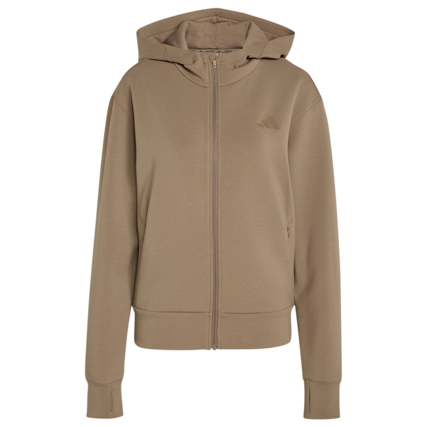 Дамски суичър adidas Women's D4T Workout Full Zip Hooded Sweatshirt Hoodie - Khaki Six