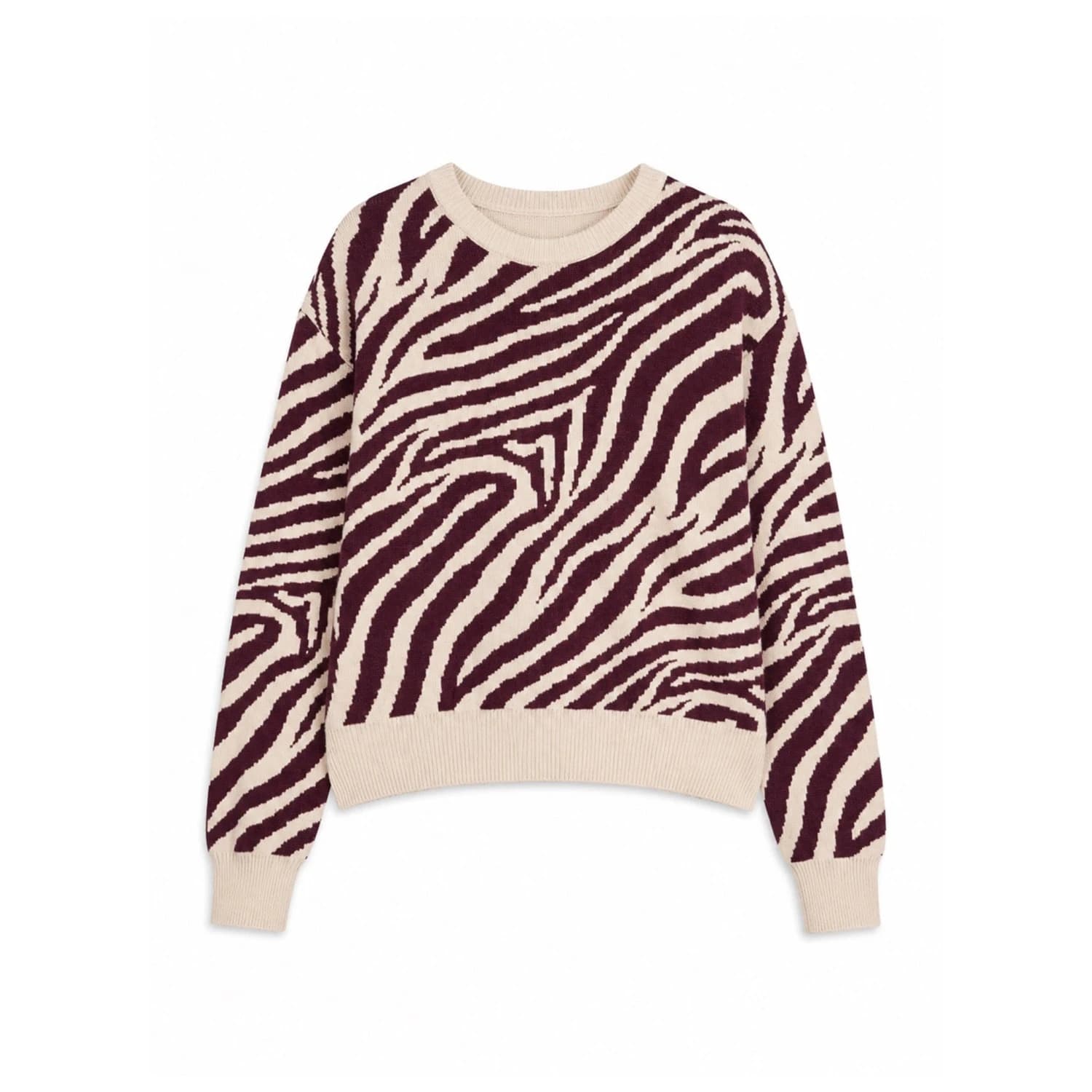 Пуловер Mazine Women's Zebra Jacquard Knit Jumper - Light Beige / Burgundy