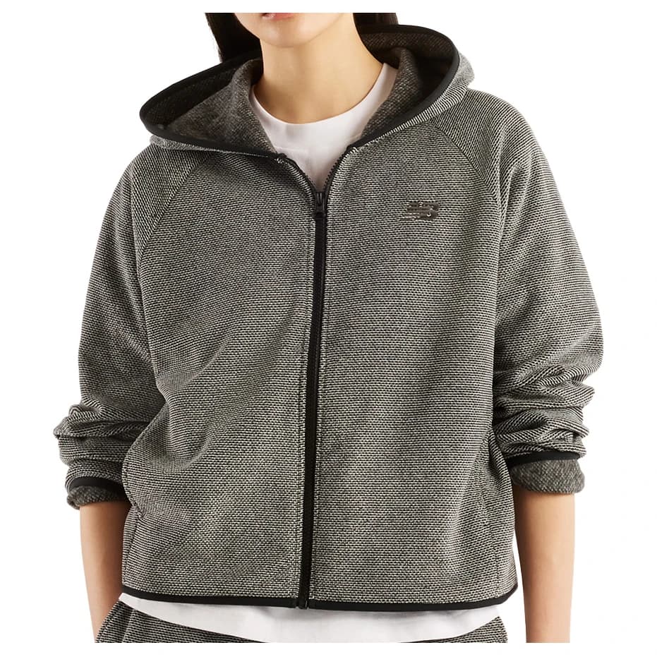 Суичър New Balance Women's Textured Fleece Full Zip Hoodie - Black