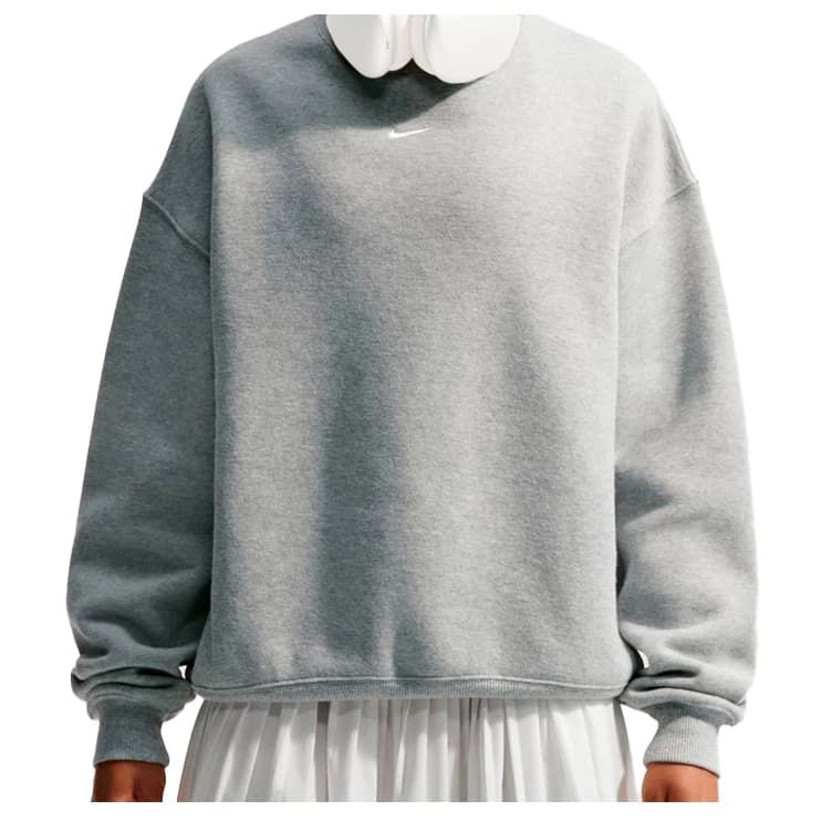 Дамски пуловер Nike Women's Studio Fleece MW Oversize Crew Jumper - Dark Grey Heather / Sail