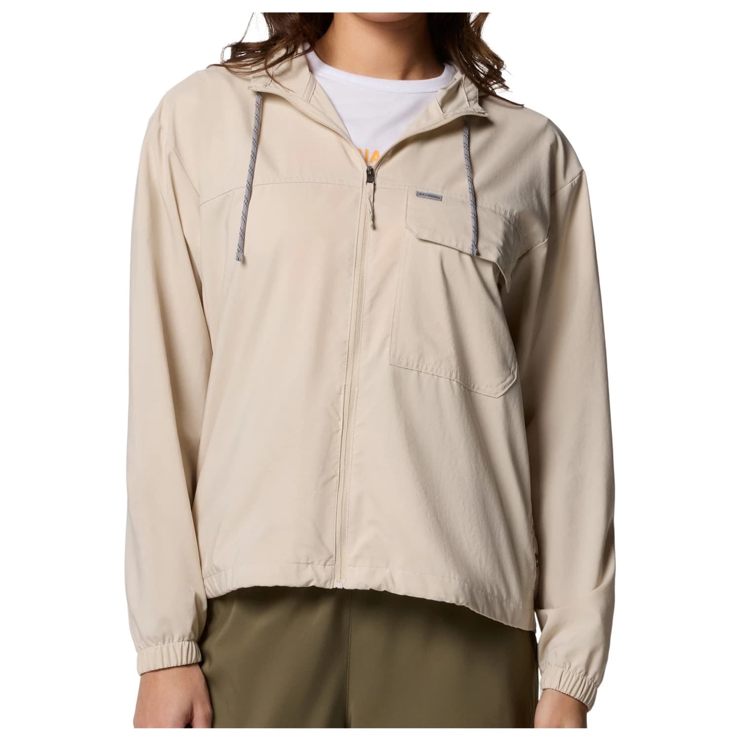 Дамско ветрозащитно яке Columbia Women's Skien Valley Hooded L/S Shirt Windproof jacket - Dark Stone