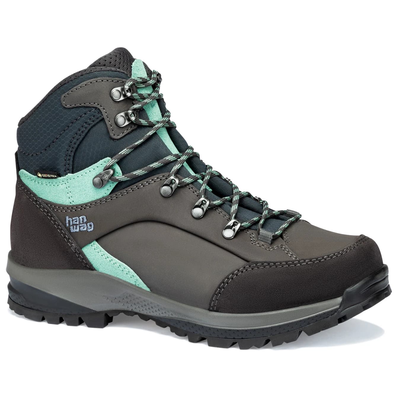 Дамски туристически обувки Hanwag Women's Banks StraightFit Extra GTX Walking boots - Asphalt / Mint