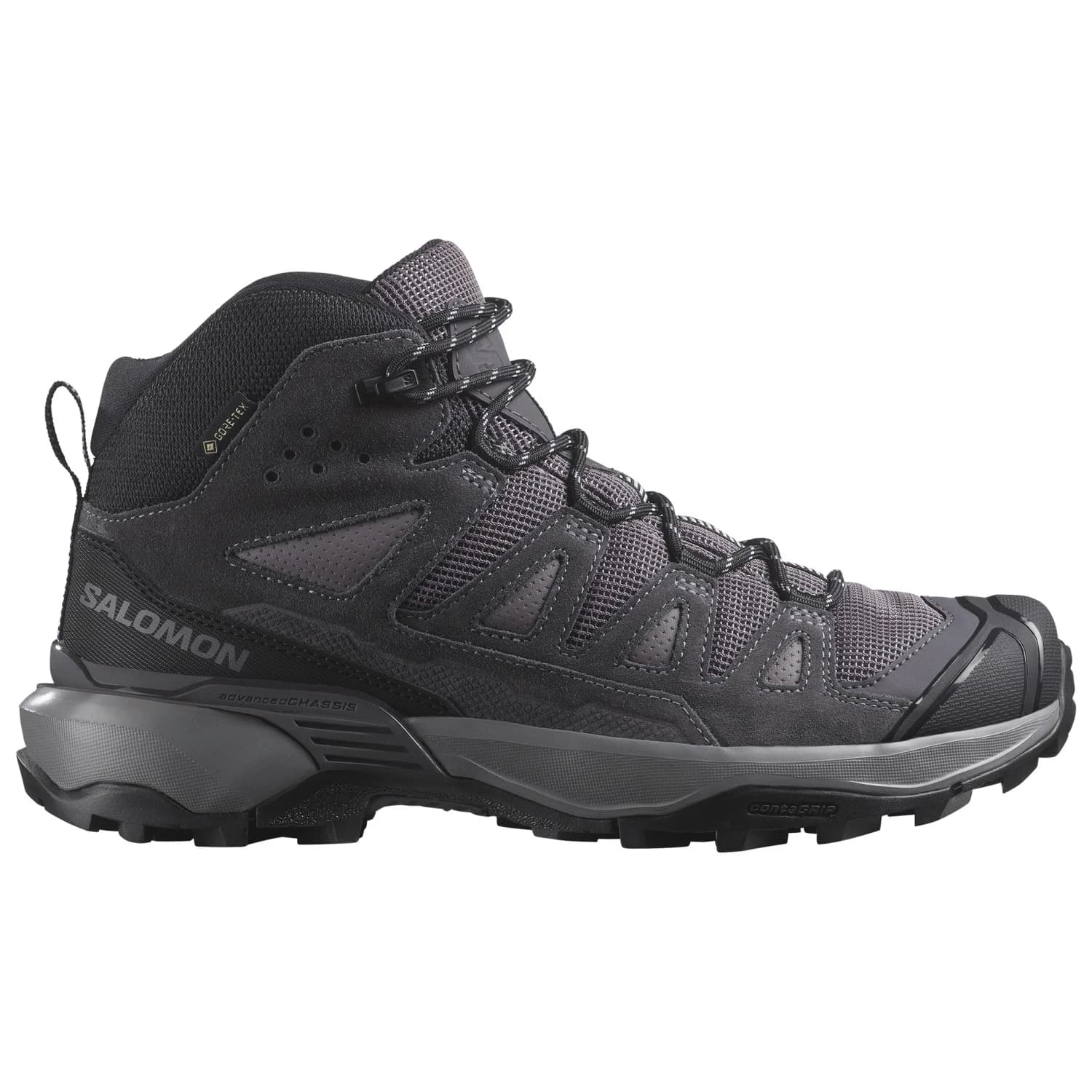 Дамски туристически обувки Salomon Women's X Ultra 360 Leather Mid GORE-TEX Walking boots - Shark / Nine Iron / Cloud Gray
