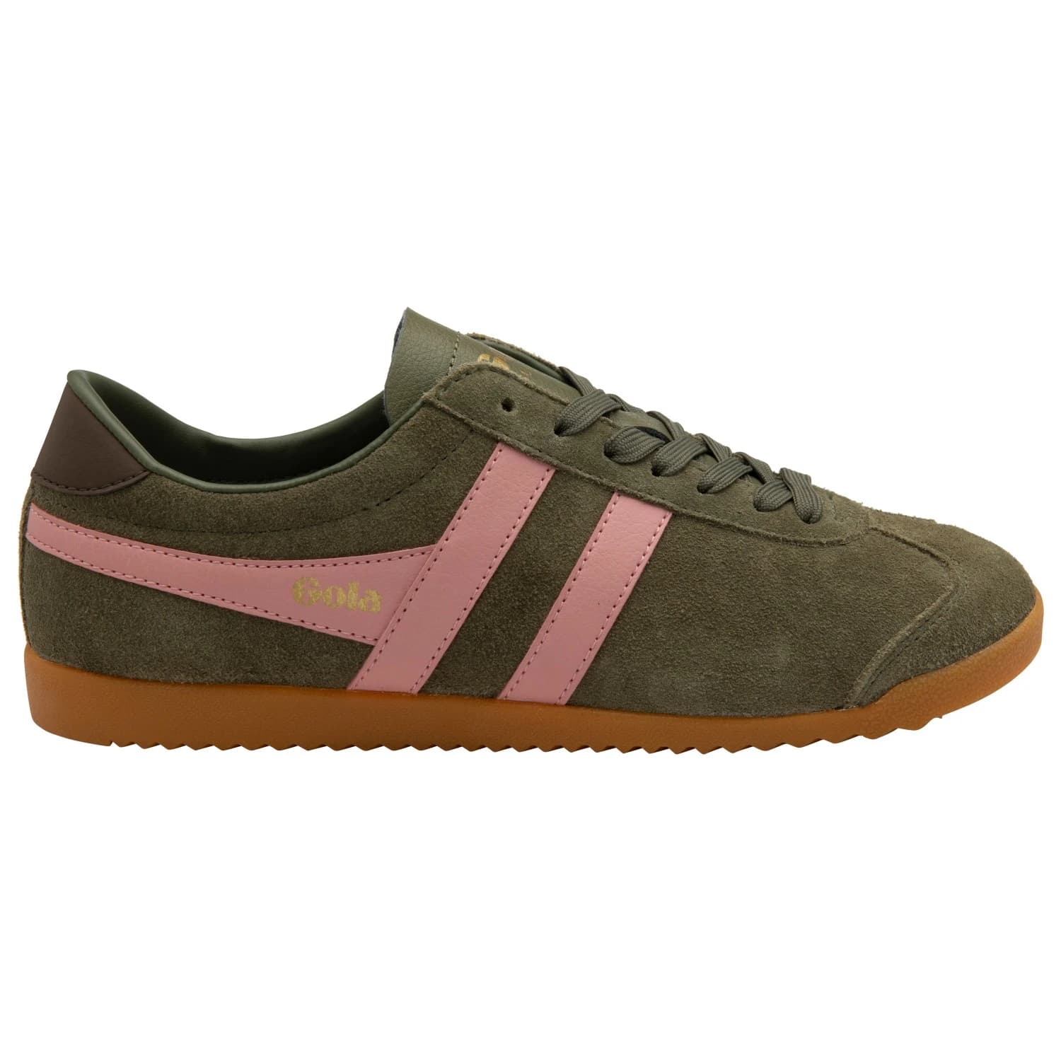 Дамски маратонки Gola Women's Bullet Suede Sneakers - Khaki / Coral Pink / Dark Brown