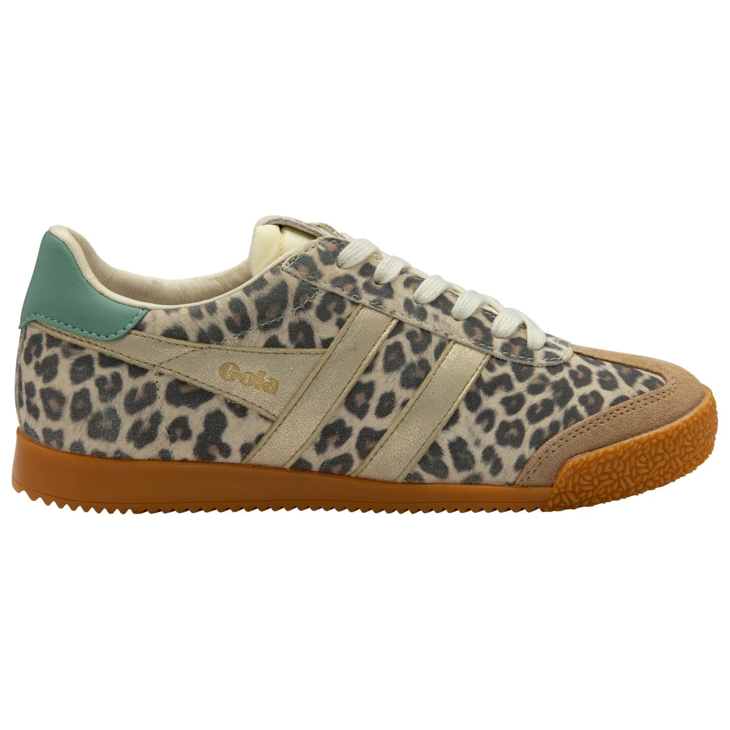 Дамски маратонки Gola Women's Elan Safari Sneakers - Snow Leopard / Light Caramel / Gold / Green Mist