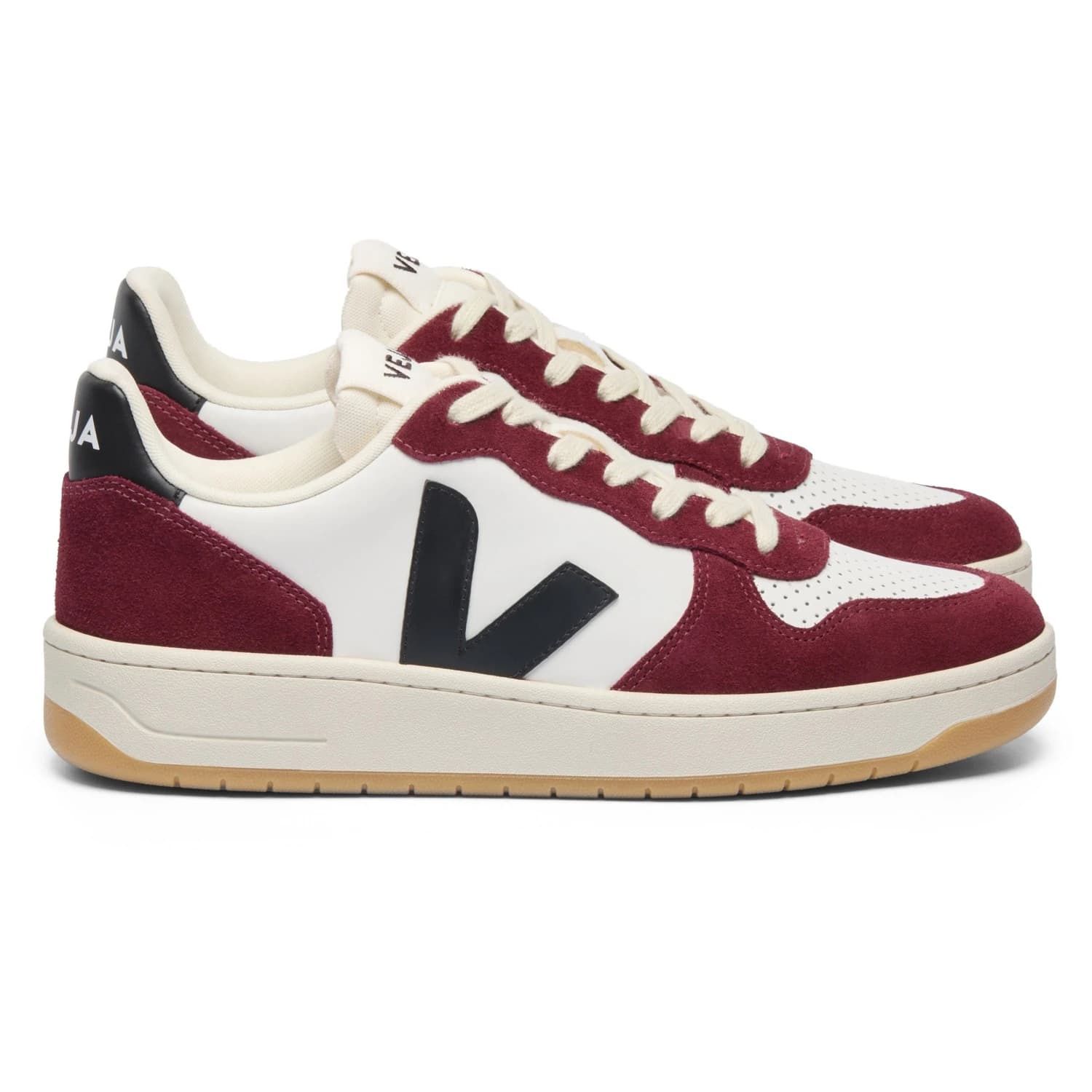 Дамски маратонки Veja Women's V-10 Prime Sneakers - White / Black / Amarante