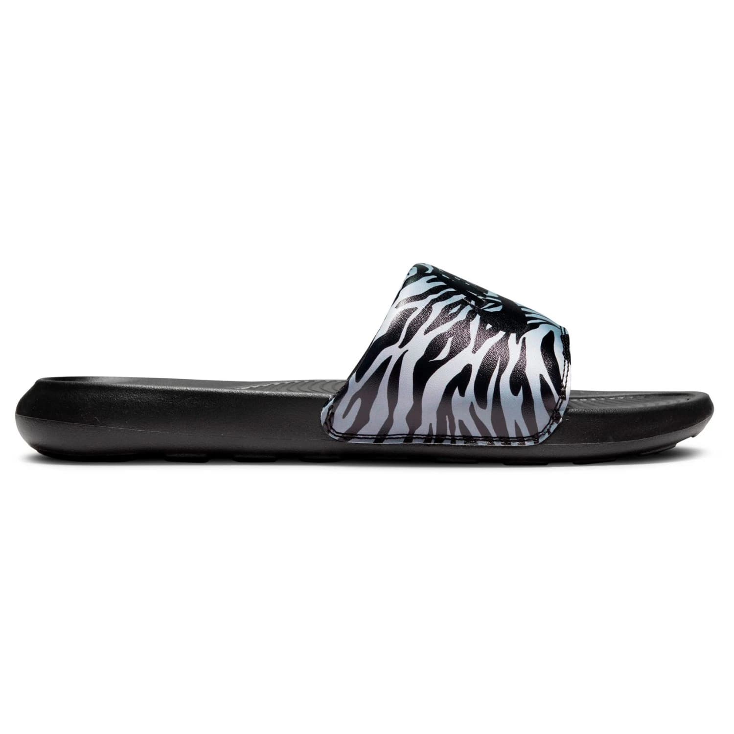Дамски сандали Nike Women's Victori One Slide Print Sandals - Black / Black / Metallic Silver