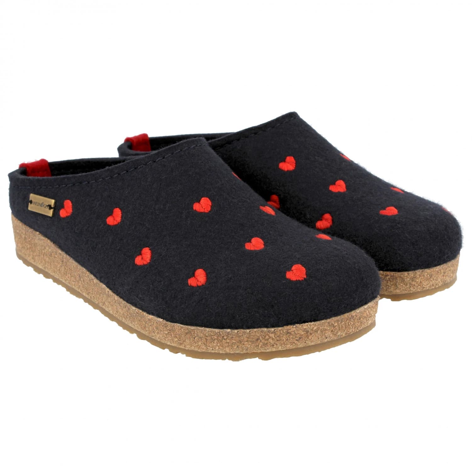 Дамски пантофи Haflinger Women's Grizzly Cuoricini Slippers - Midblue
