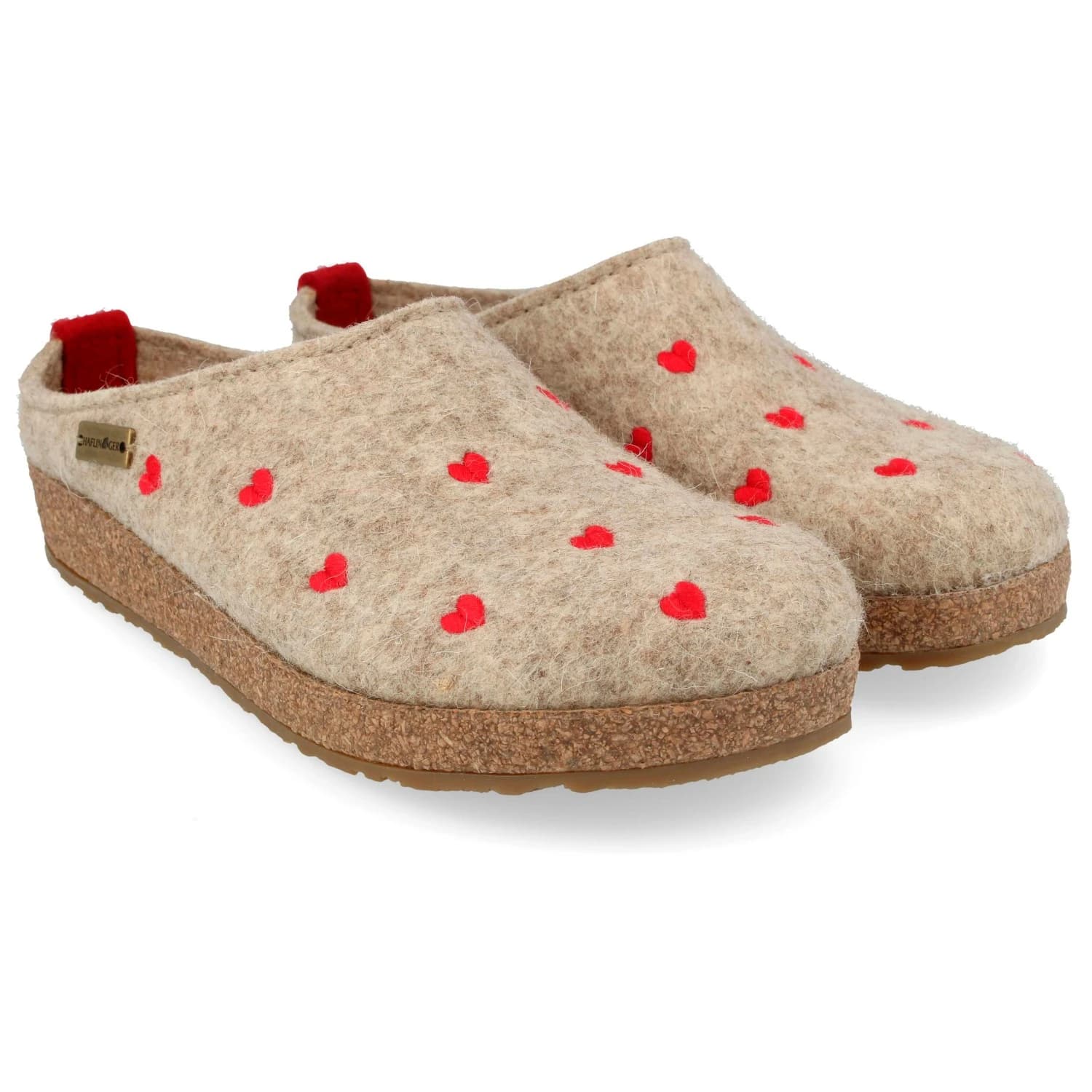 Дамски пантофи Haflinger Women's Grizzly Cuoricini Slippers - Beige Melange