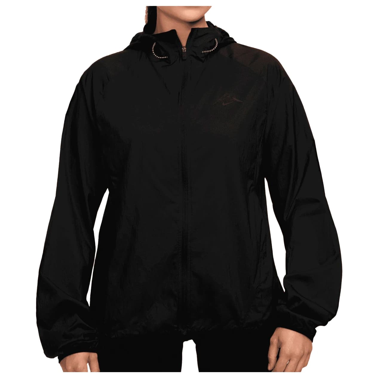 Дамско яке за бягане Nike Women's Trail Repel Running Jacket - Black / White / Black