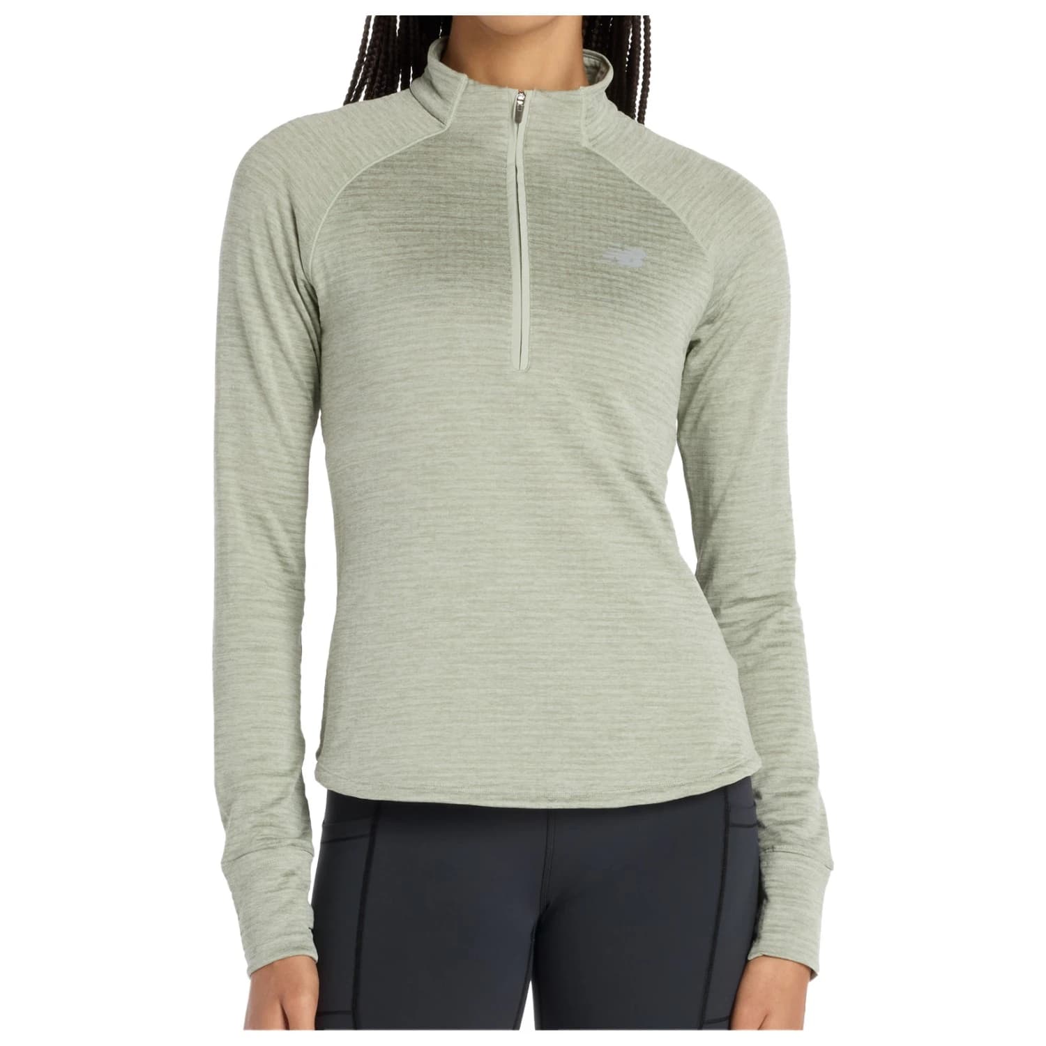 Дамско яке за бягане New balance Women's Athletics Heat Grid 1/2 Zip Longsleeve - Green