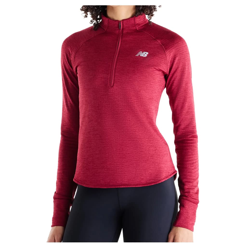Яке за бягане New Balance Women's Athletics Heat Grid 1/2 Zip Longsleeve - Red