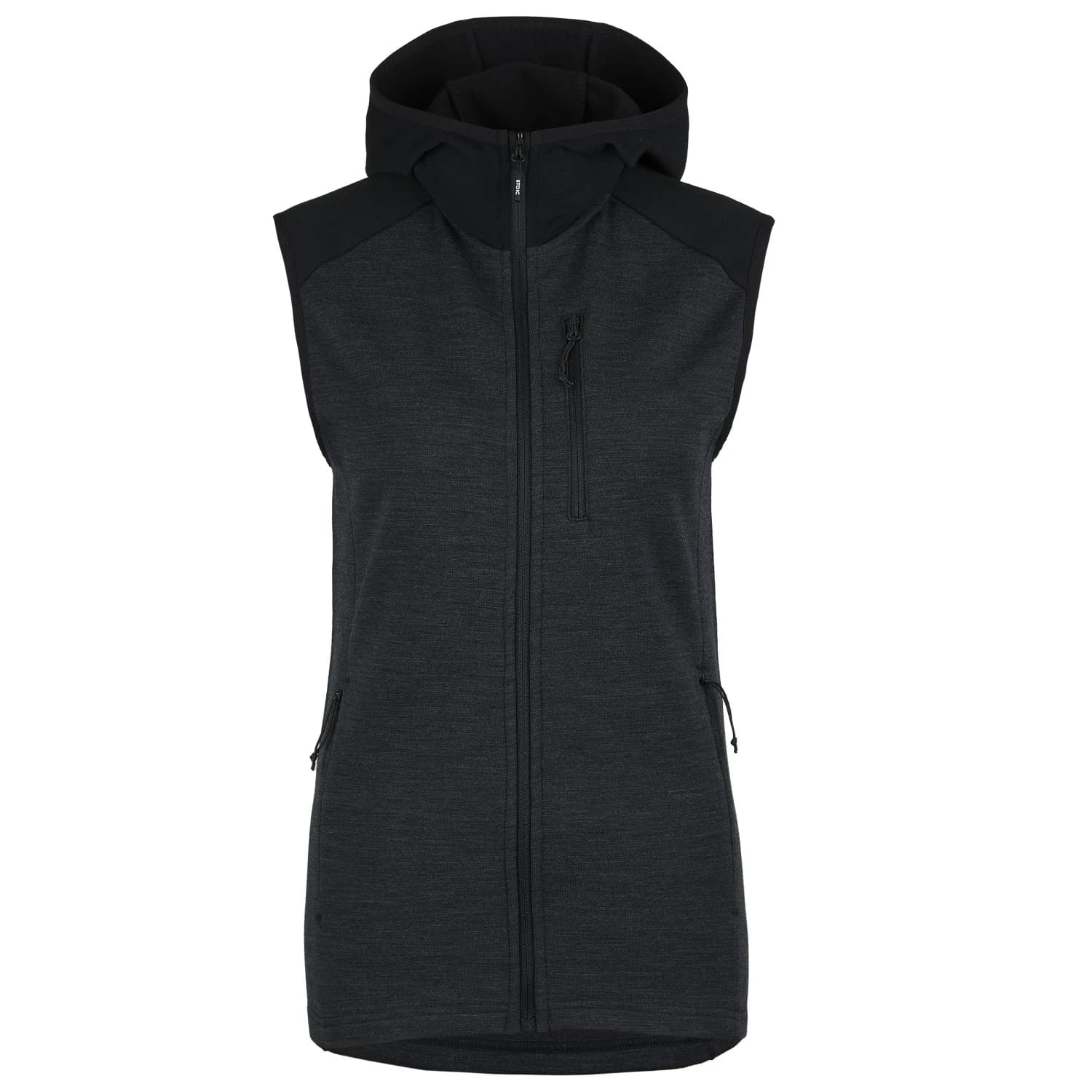 Дамски поларен елек Stoic Women's MerinoFleece335 KuolpaSt. Vest with Hood Fleece vest - Black Melange / Black