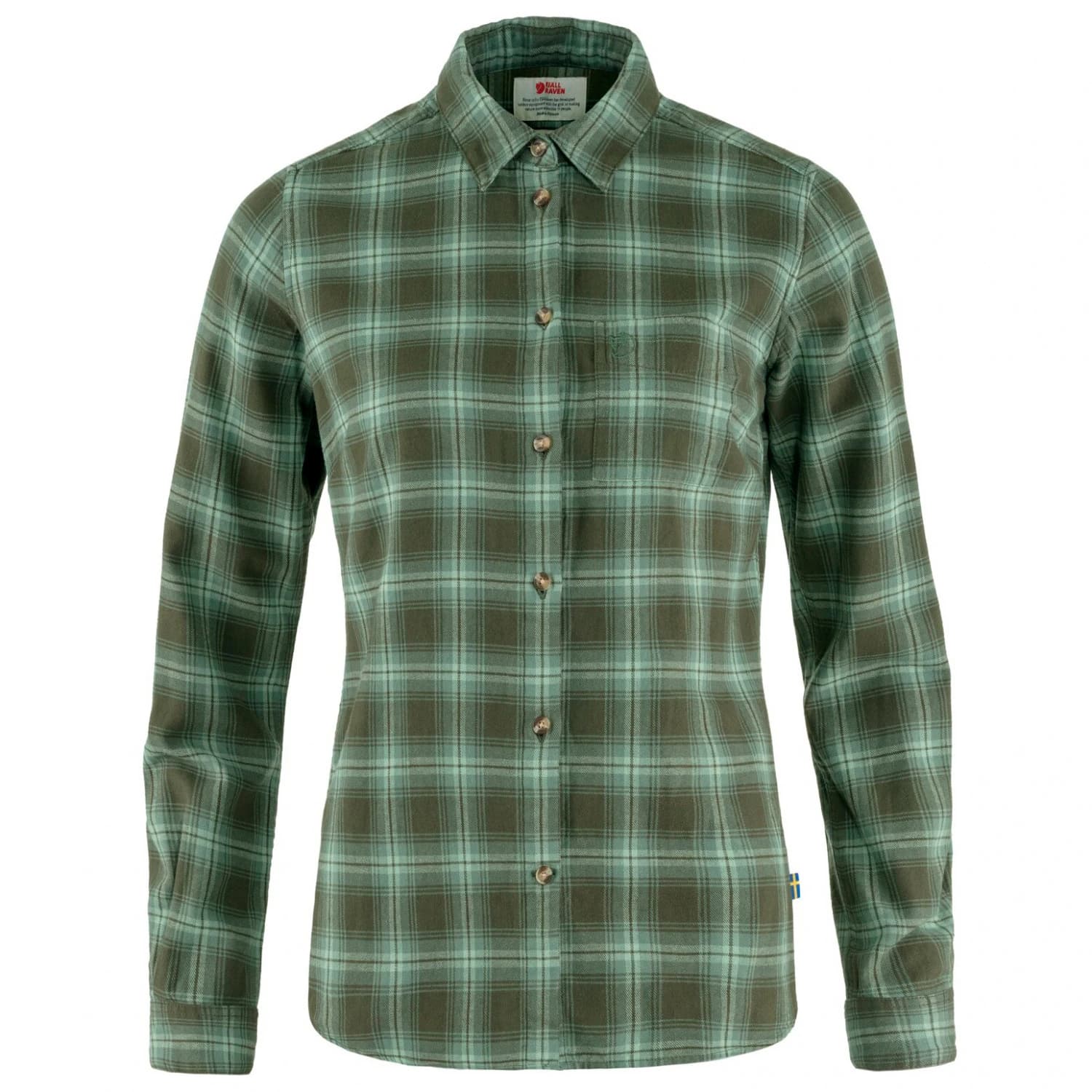 Дамска риза с копчета Fjällräven Women's Övik Flannel Shirt - Deep Forest / Patina Green