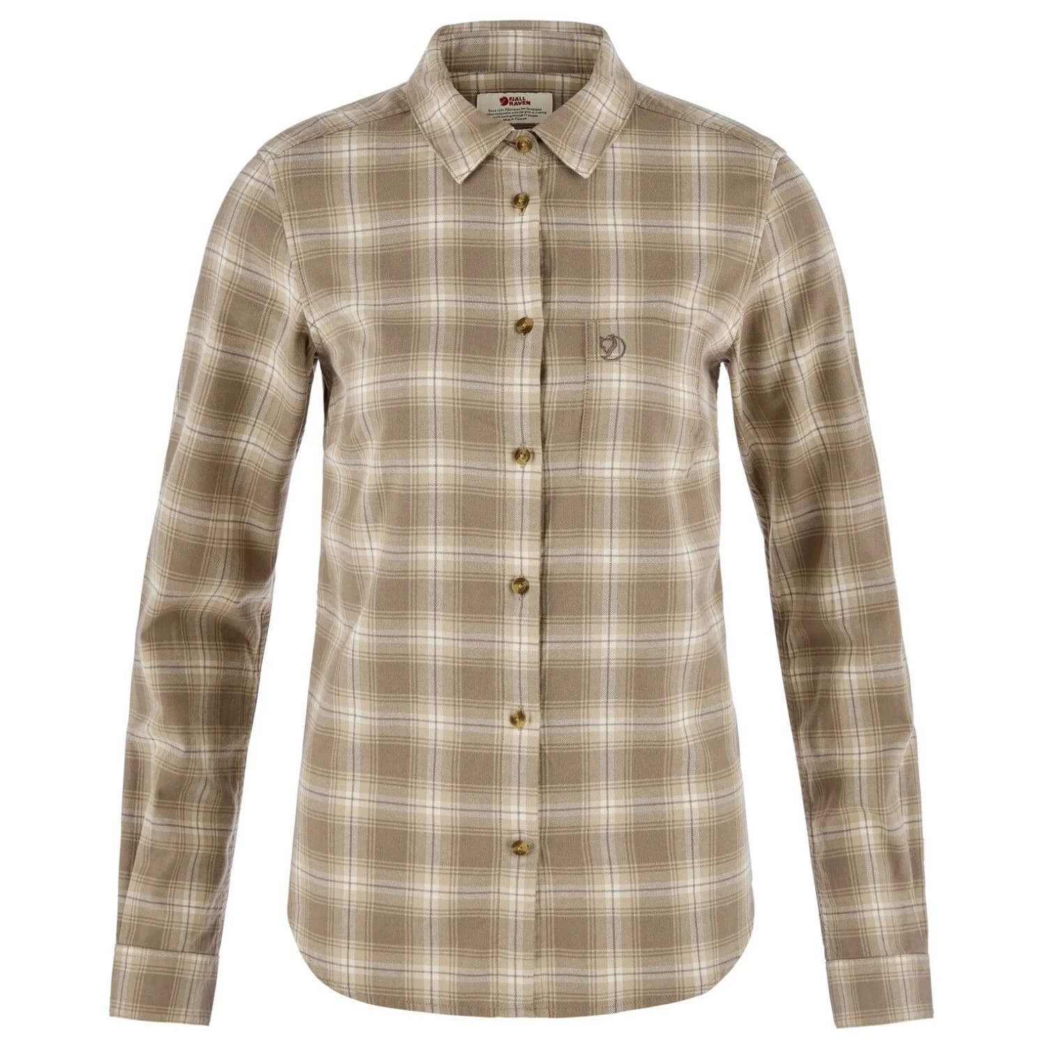 Дамска риза с копчета Fjällräven Women's Övik Flannel Shirt - Chalk White / Suede Brown