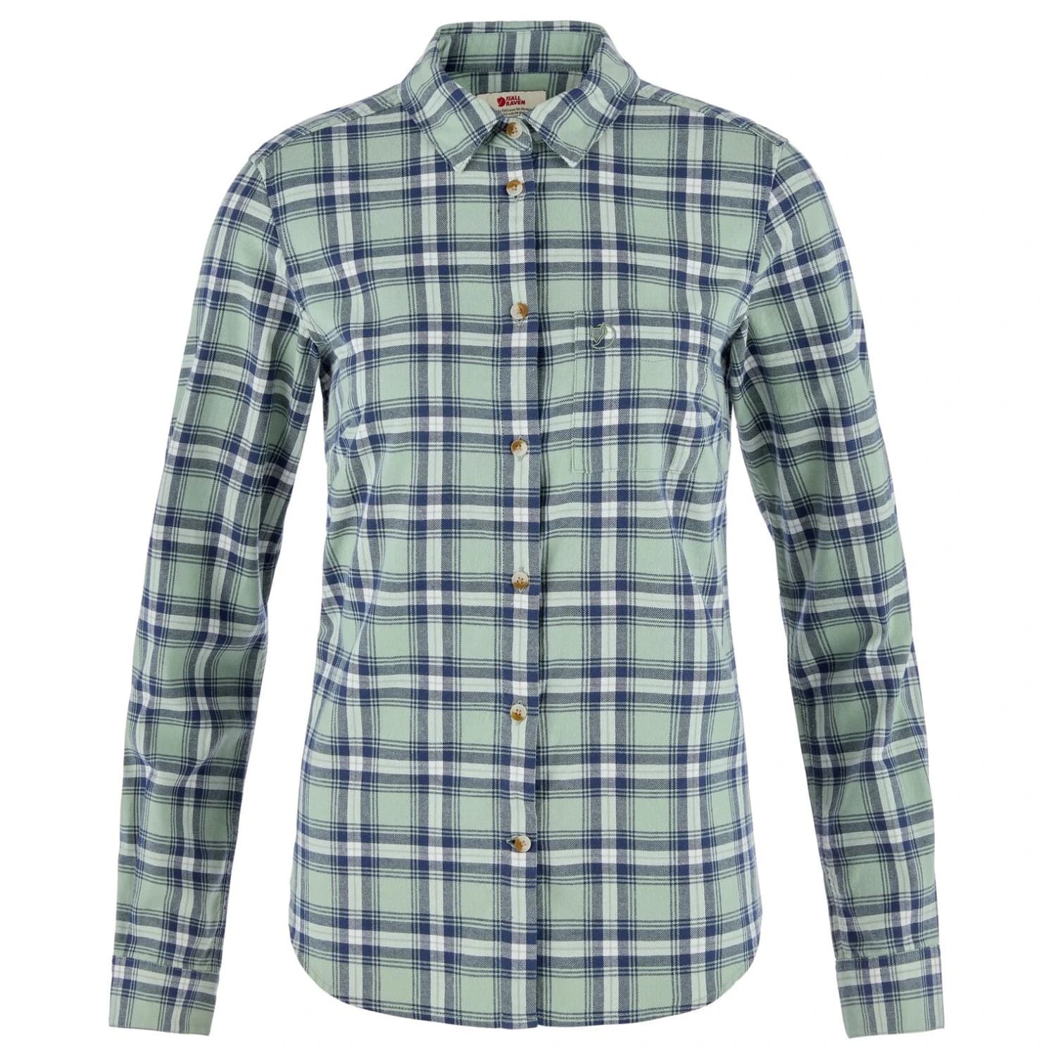 Дамска риза с копчета Fjällräven Women's Övik Flannel Shirt - Misty Green / Eggshell