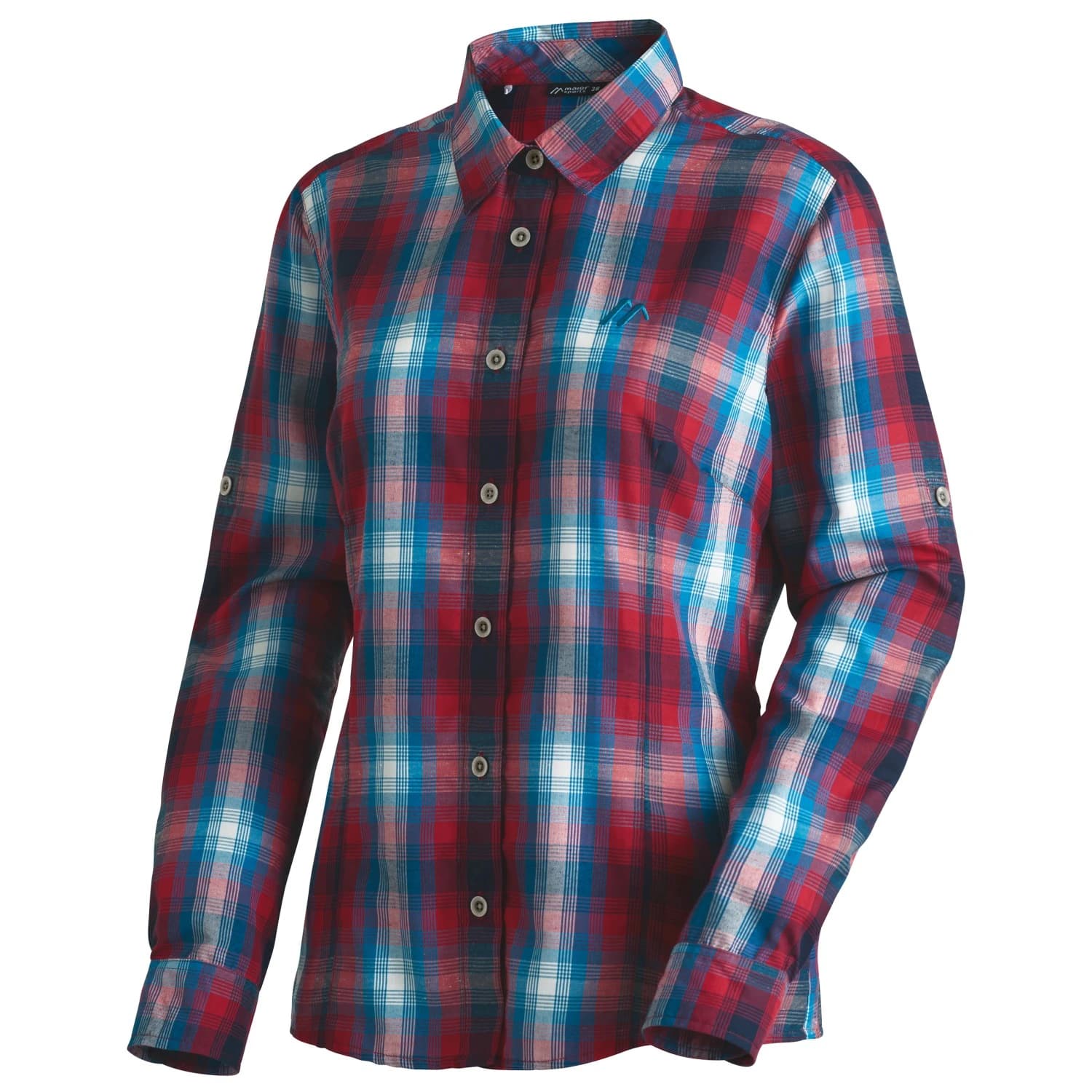 Блуза Maier Sports Women's Nanni Blouse - Salsa / Blue Aster / Check