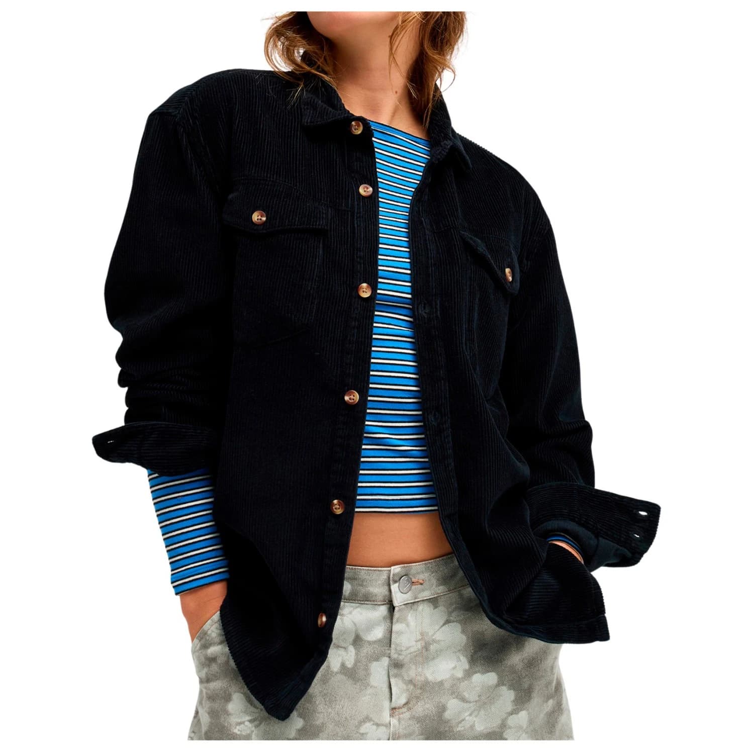 Дамска риза с копчета Roxy Women's Let It Go Cord Shirt - Anthracite