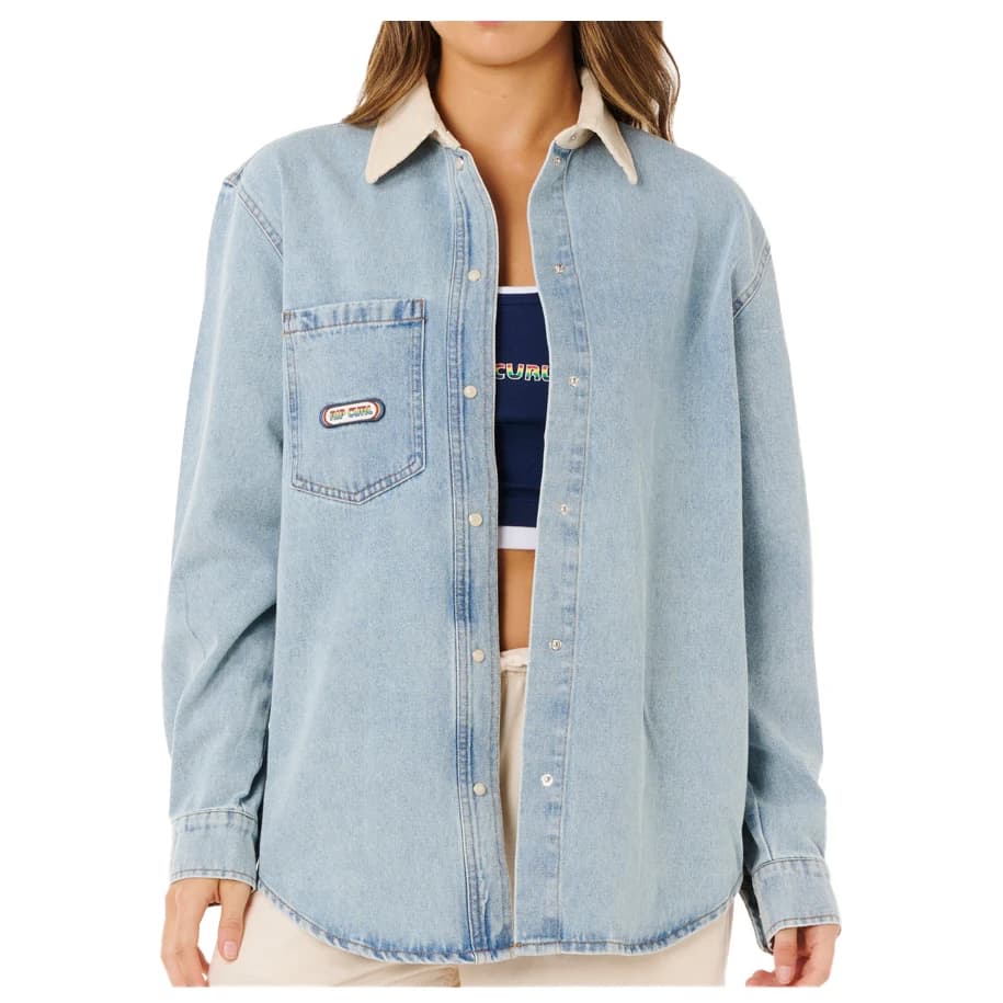 Дамска риза с копчета Rip Curl Women's Surf Side Relaxed Denim Shirt - Washed Blue