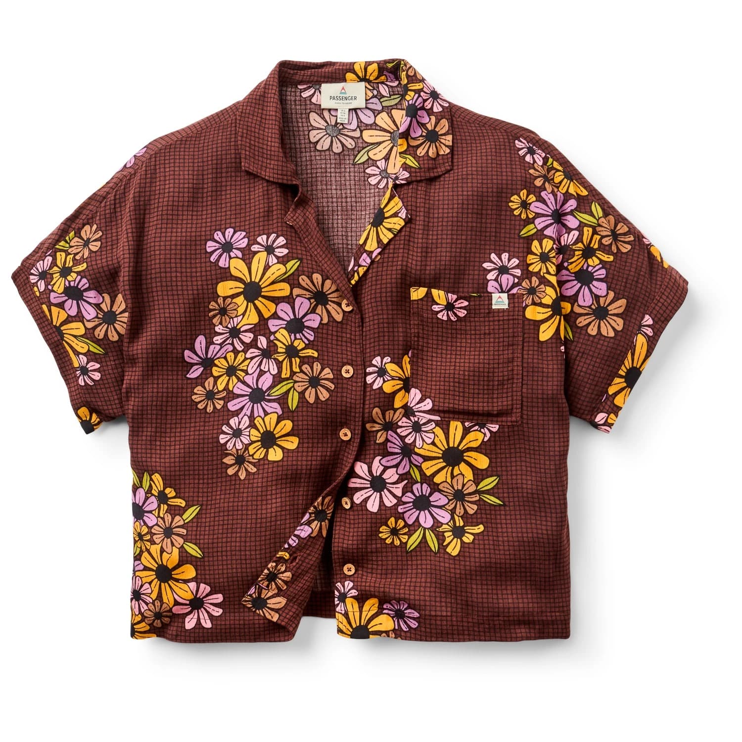 Дамска блуза Passenger Women's Arden S/S Shirt Eco Vero Blouse - Floral Grid Espresso