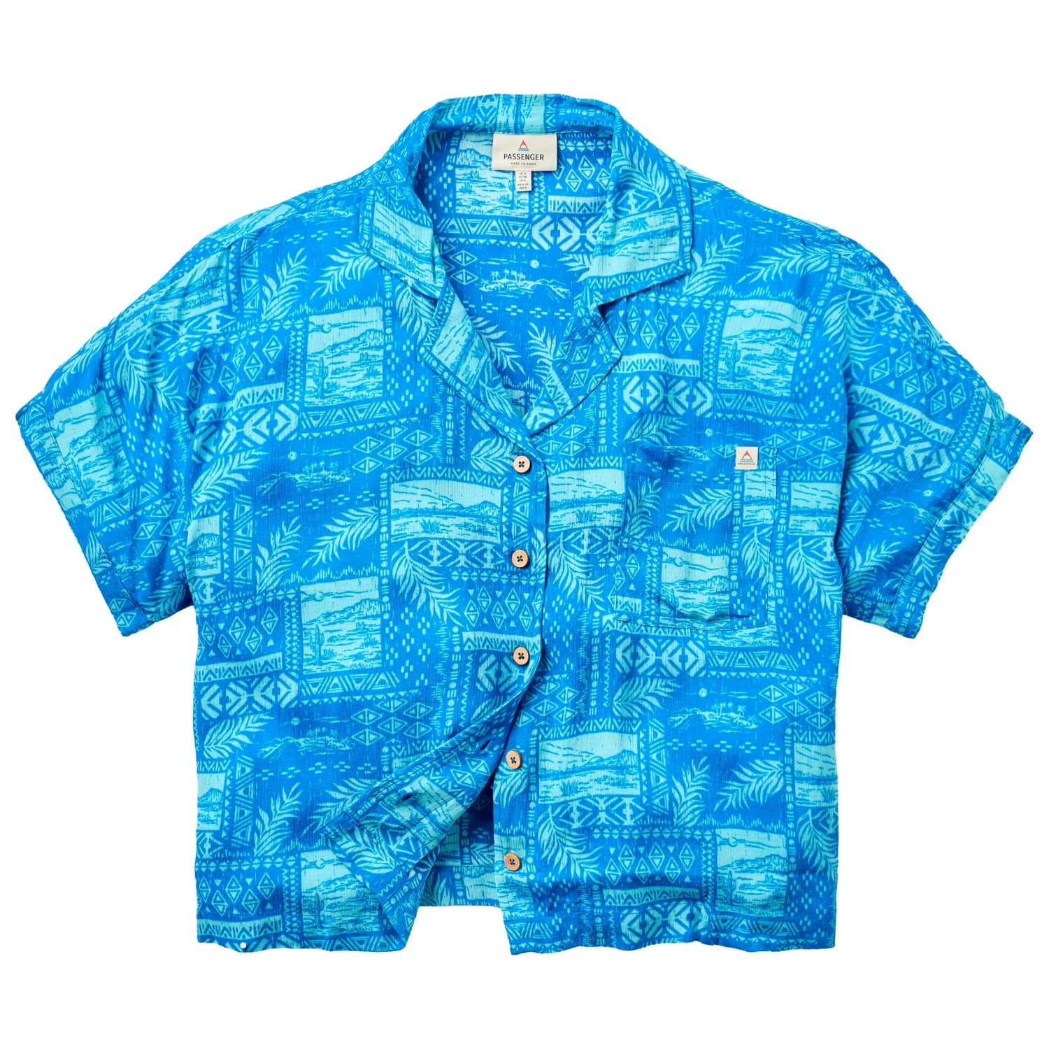 Дамска блуза Passenger Women's Arden S/S Shirt Eco Vero Blouse - Patchwork Marine Blue