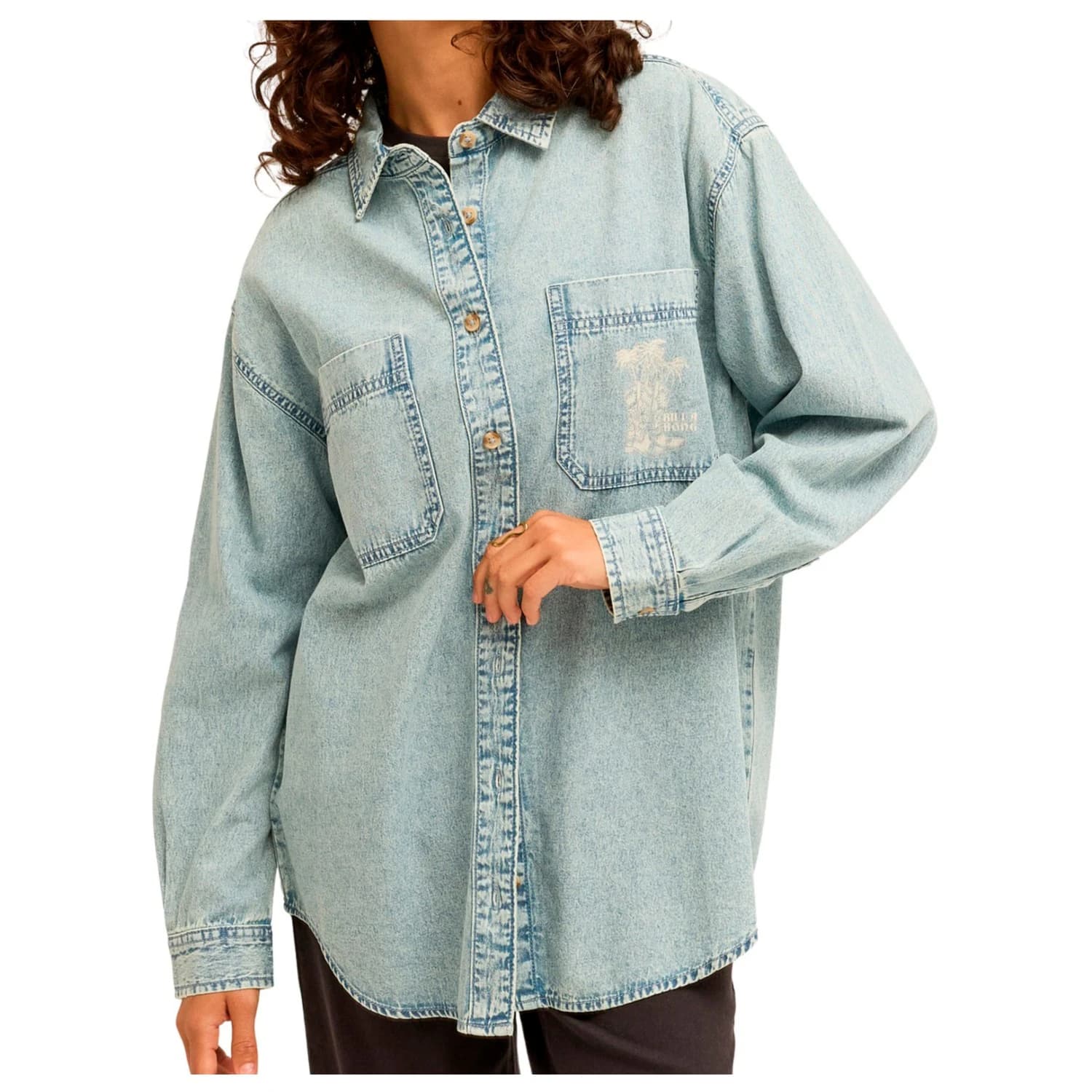 Дамска риза с копчета Billabong Women's Down The Coast Shirt - Washed Blue