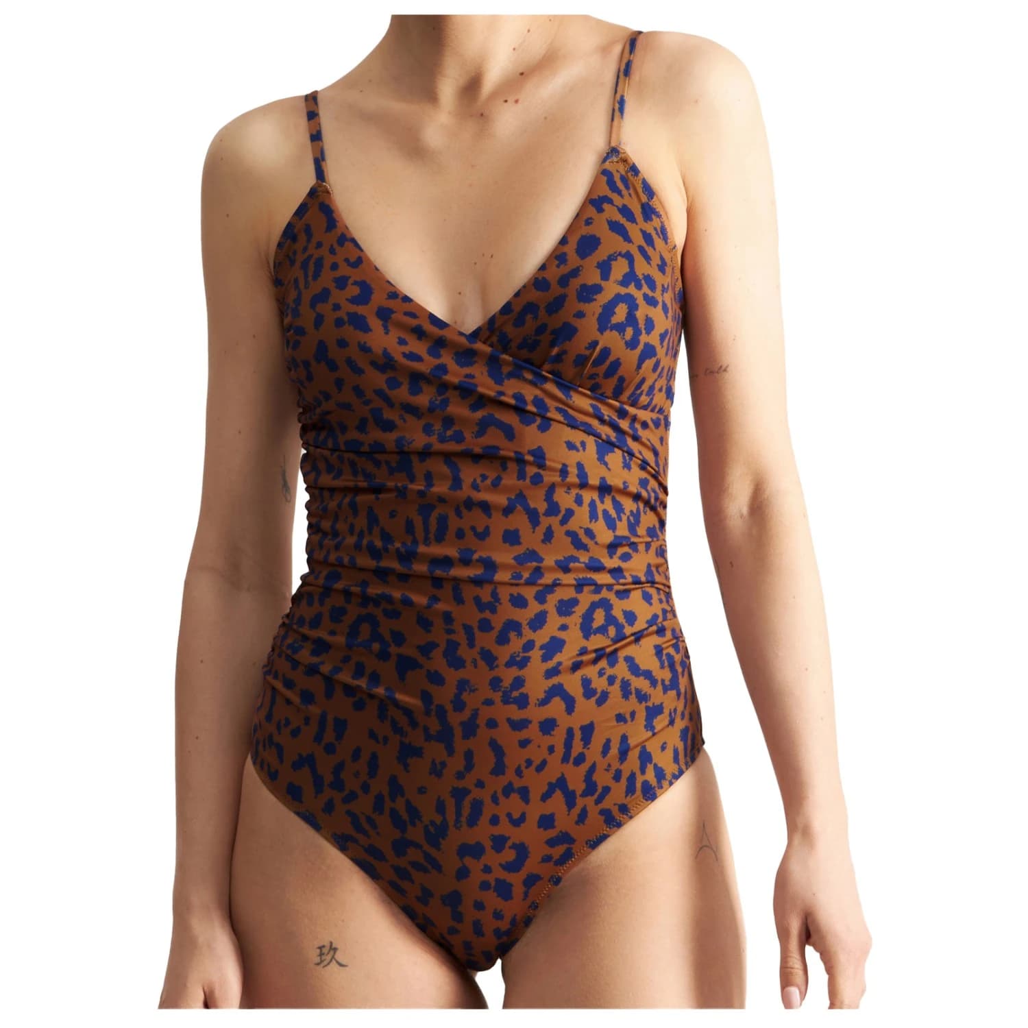 Дамски бански костюм Dedicated Women's Wrap Swimsuit Klinte Swimsuit - Leopard Light Brown