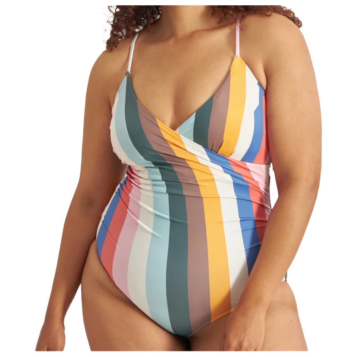 Дамски бански костюм DEDICATED Women's Wrap Swimsuit Klinte Swimsuit - Stripes Multi Color