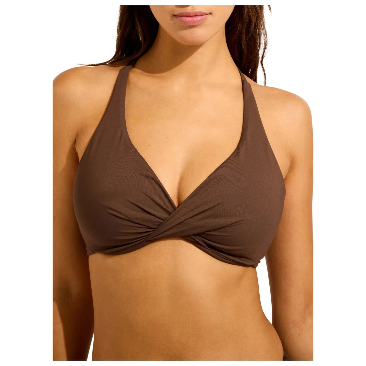 Дамско бикини горнище Seafolly Women's Collective Wrap Front F Cup Bra Bikini top - Dark Chocolate