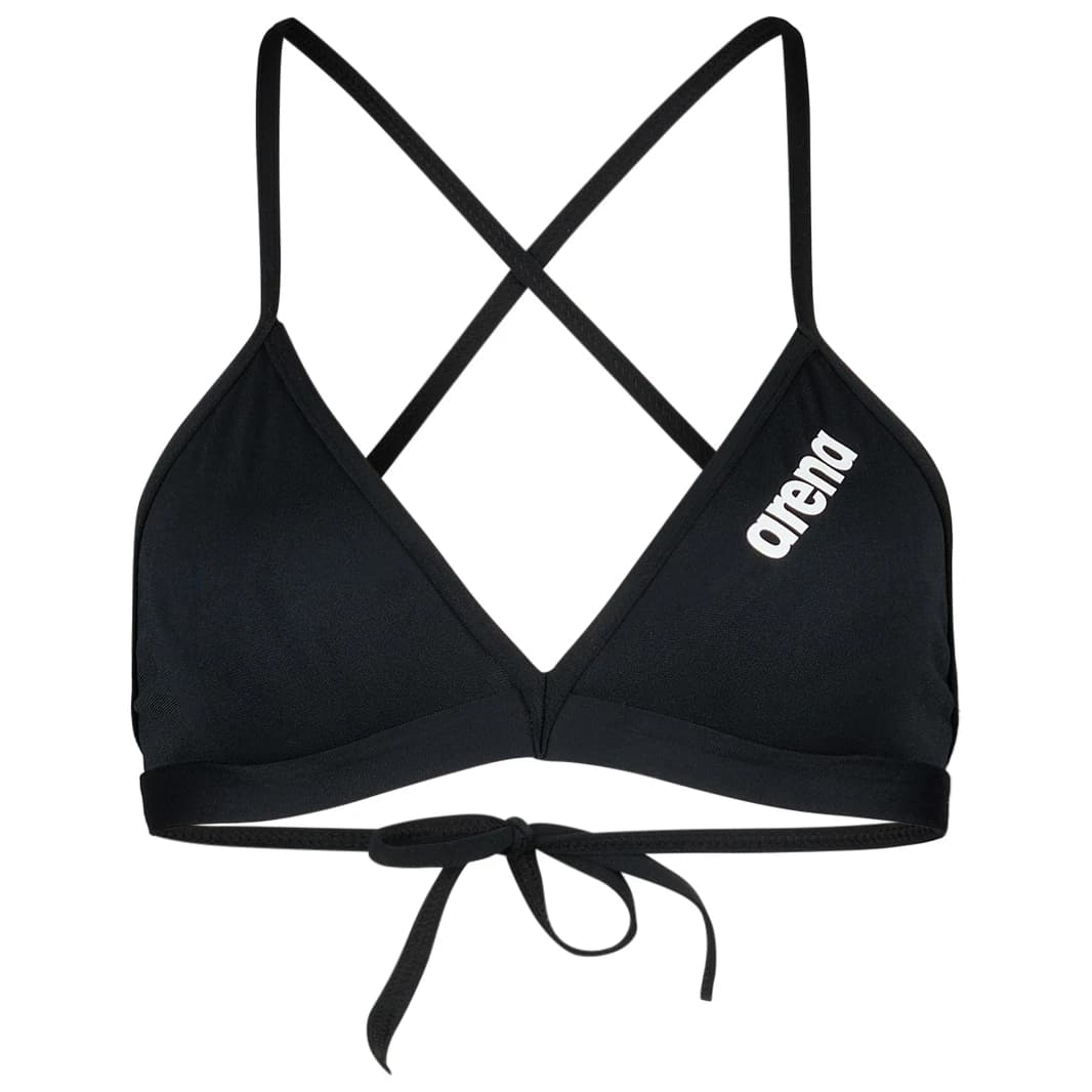 Дамско бикини горнище Arena Women's Team Swim Top Tie Back Solid Bikini top - Black / White