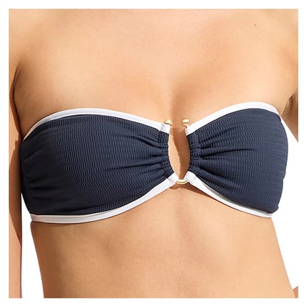 Дамско бикини горнище Seafolly Women's Beach Bound Ring Front Bandeau Bikini top - True Navy
